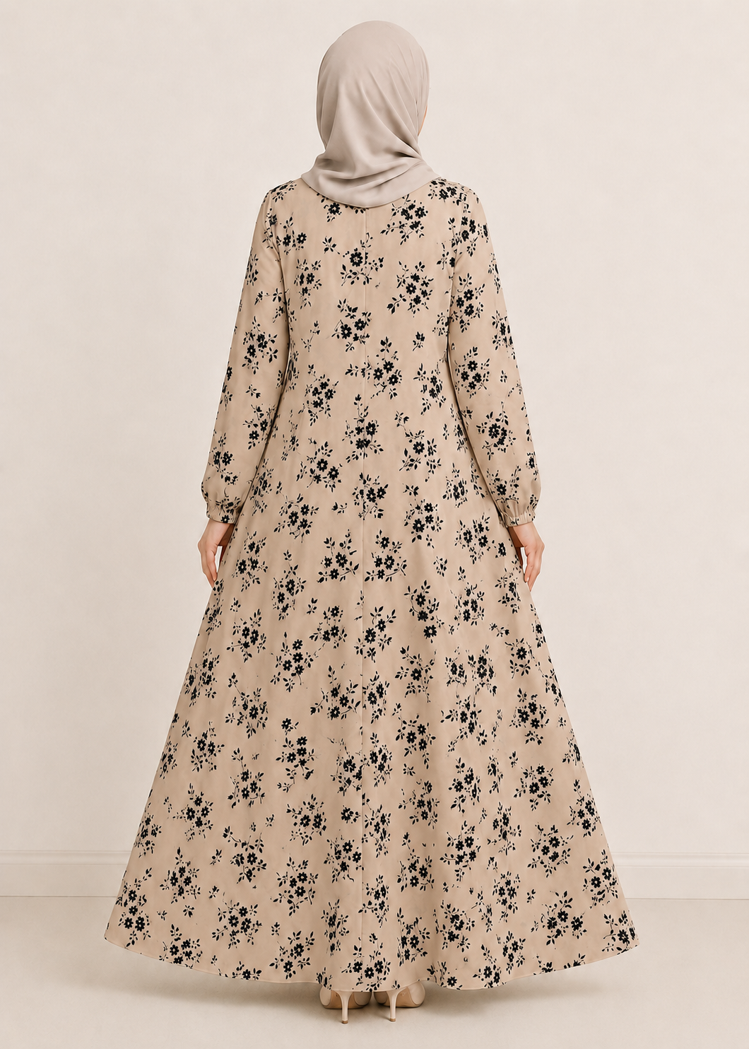 crepe georgette Abaya in Beige
