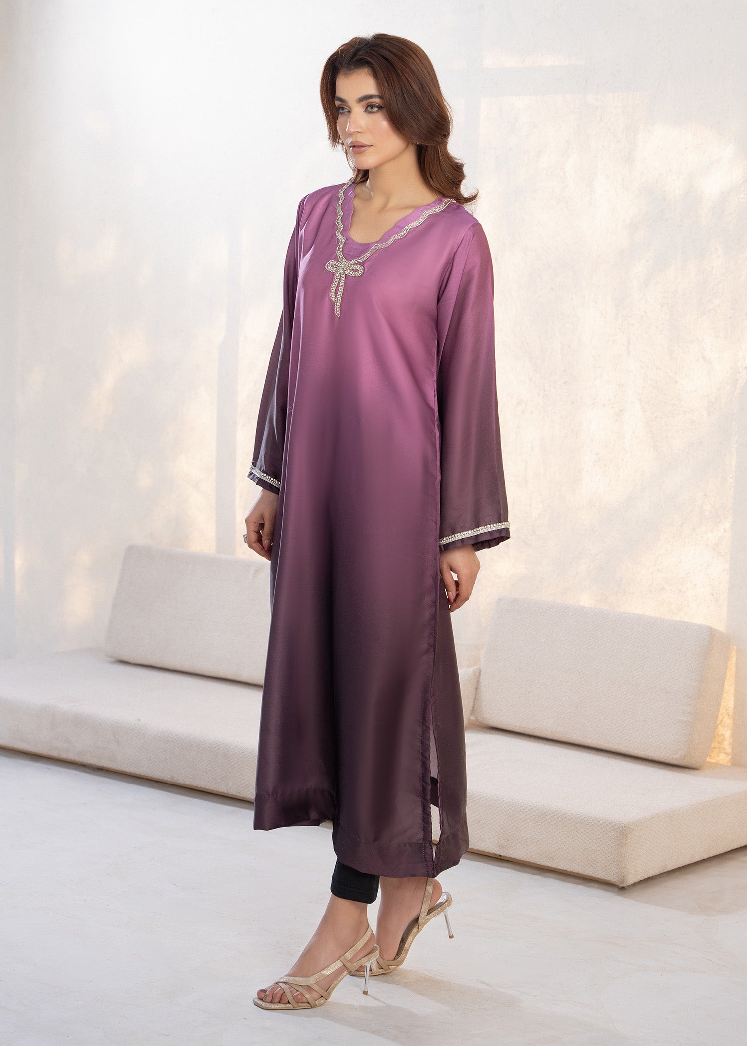 silk Kurti in Magenta haze