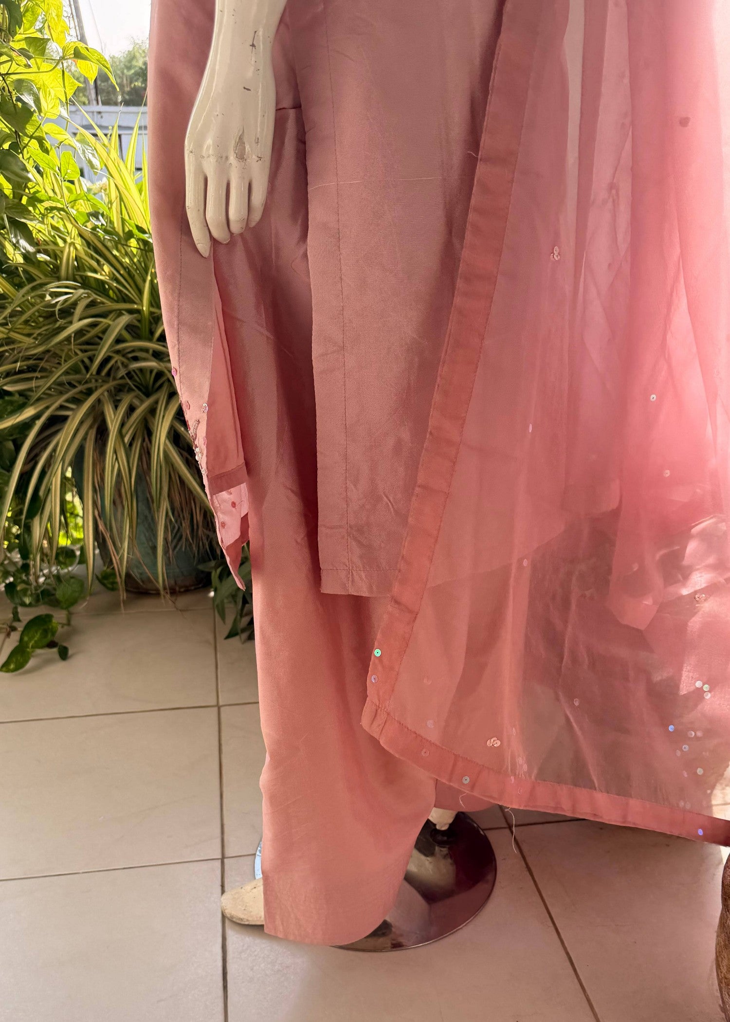 silk Kurta Set in Cherry blossom pink