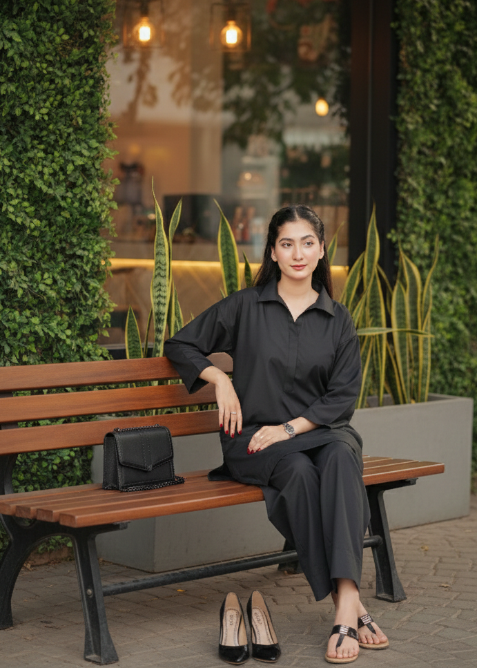 wash & wear Co Ord Sets in Black