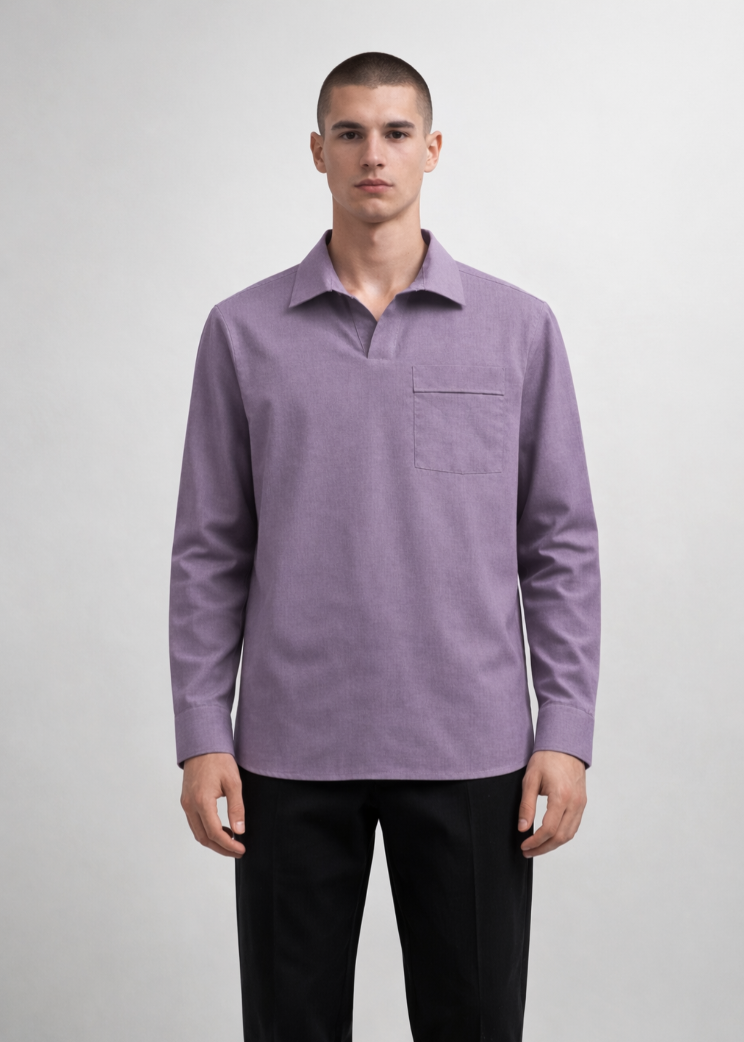 cotton linen Casual Shirt in Purple mountain majesty