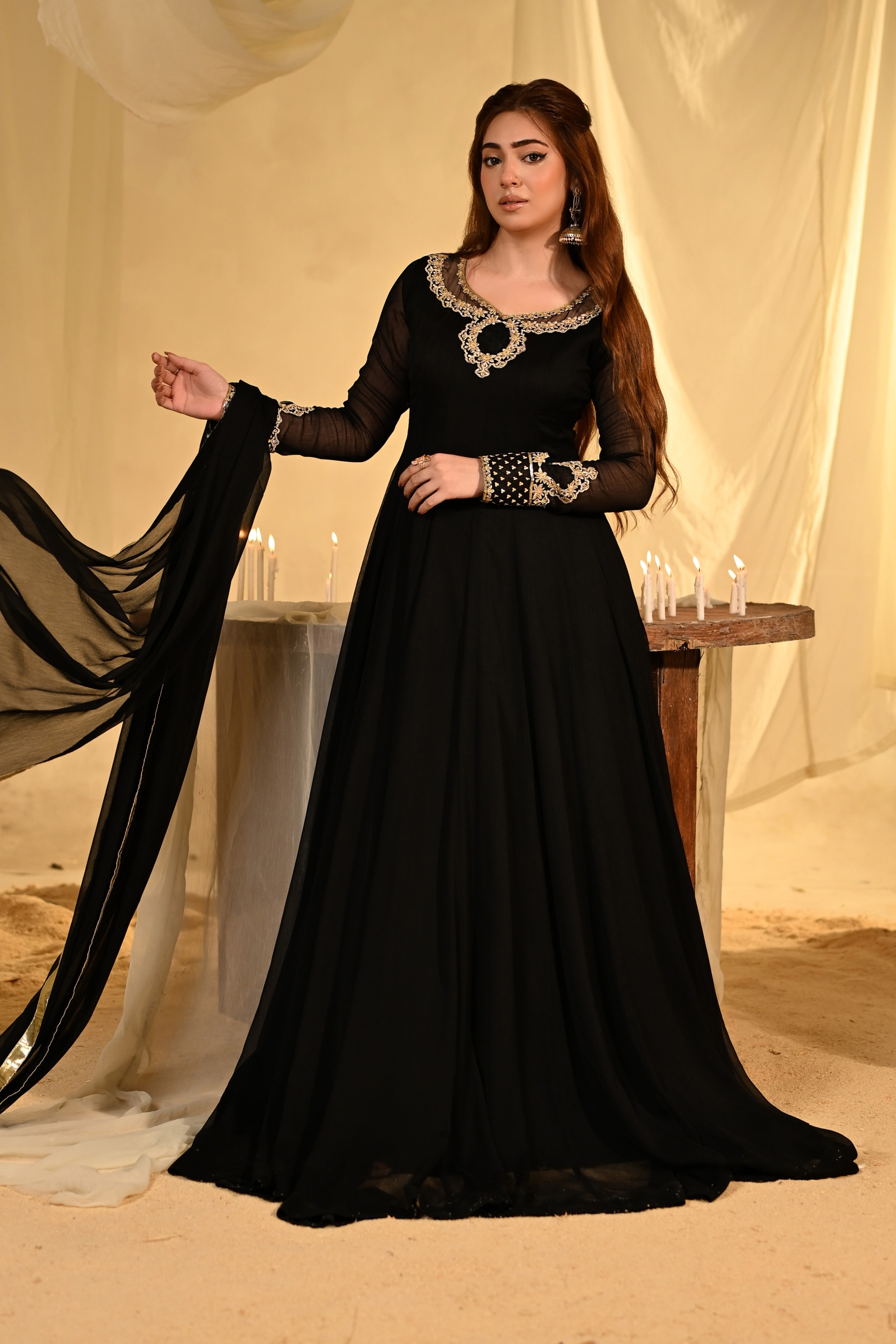 chiffon Maxi in Jet black
