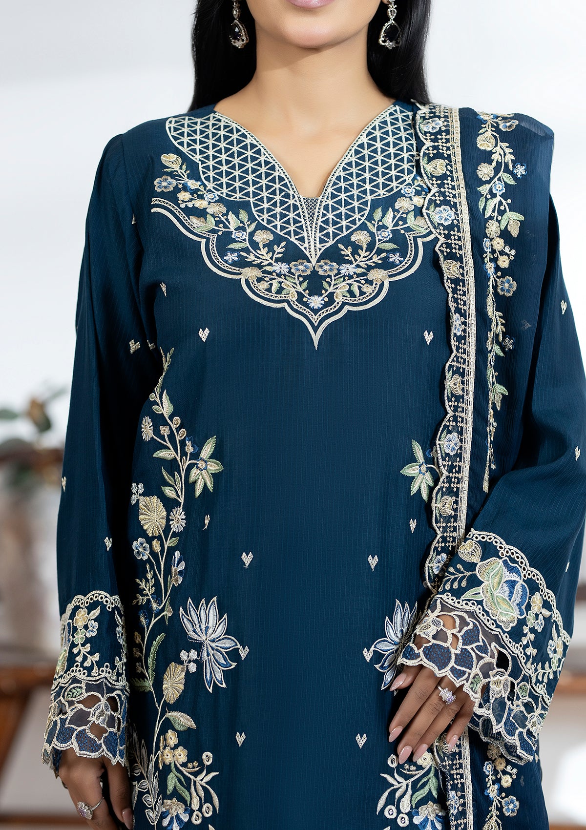 viscose Kurta Set in Navy blue