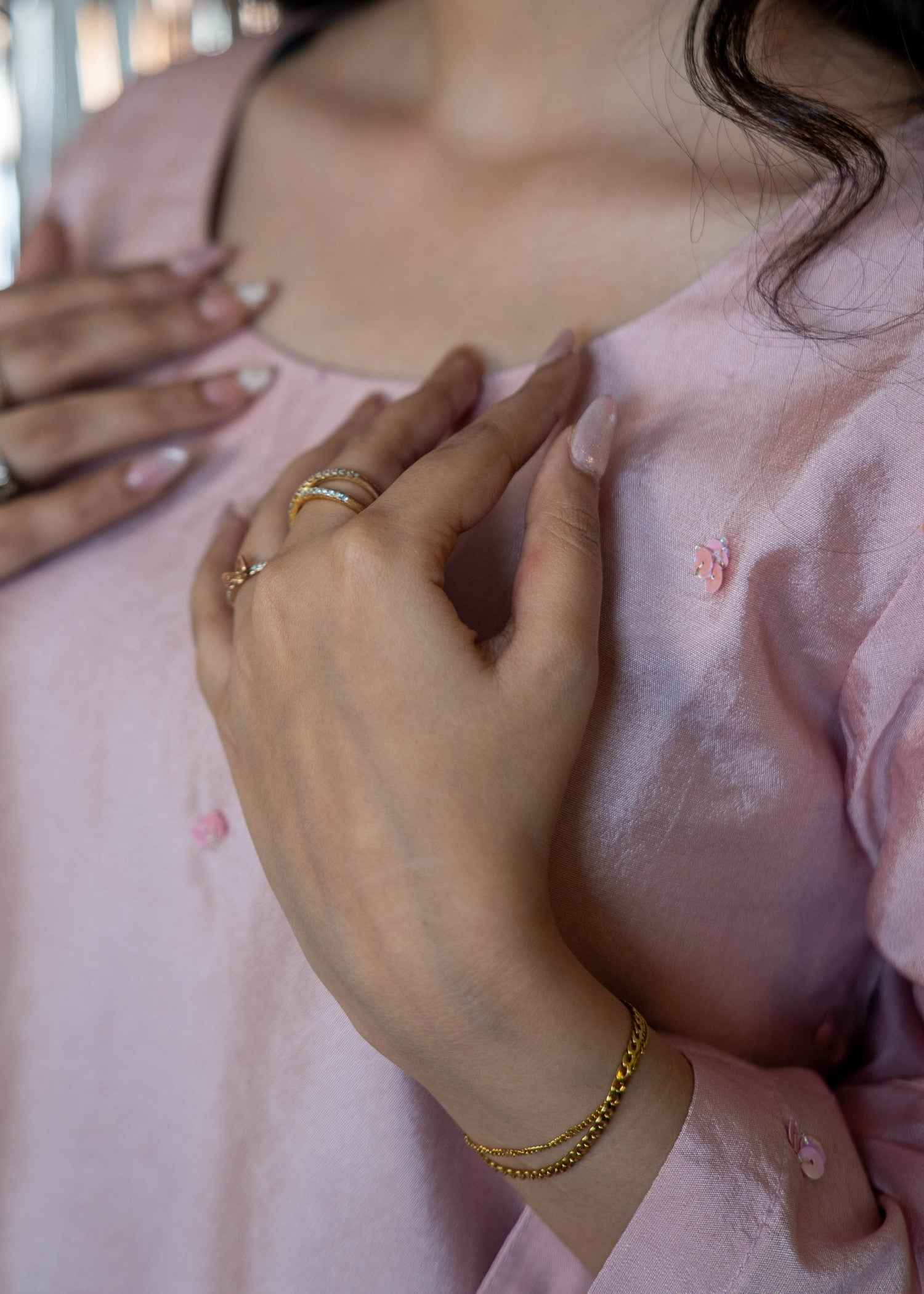 pure silk Kurta Set in Cotton candy pink