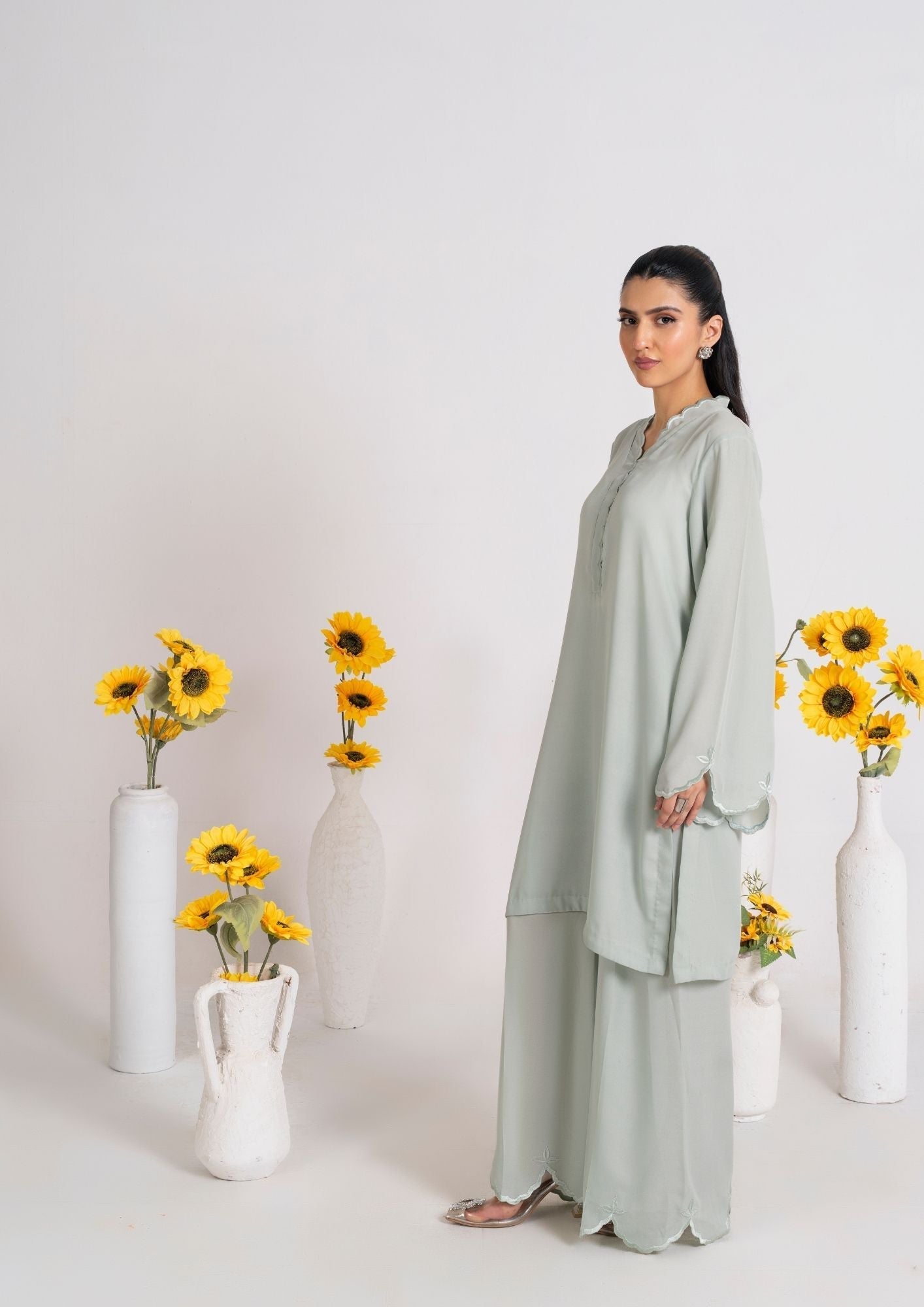 georgette Kurta Set in Pastel green