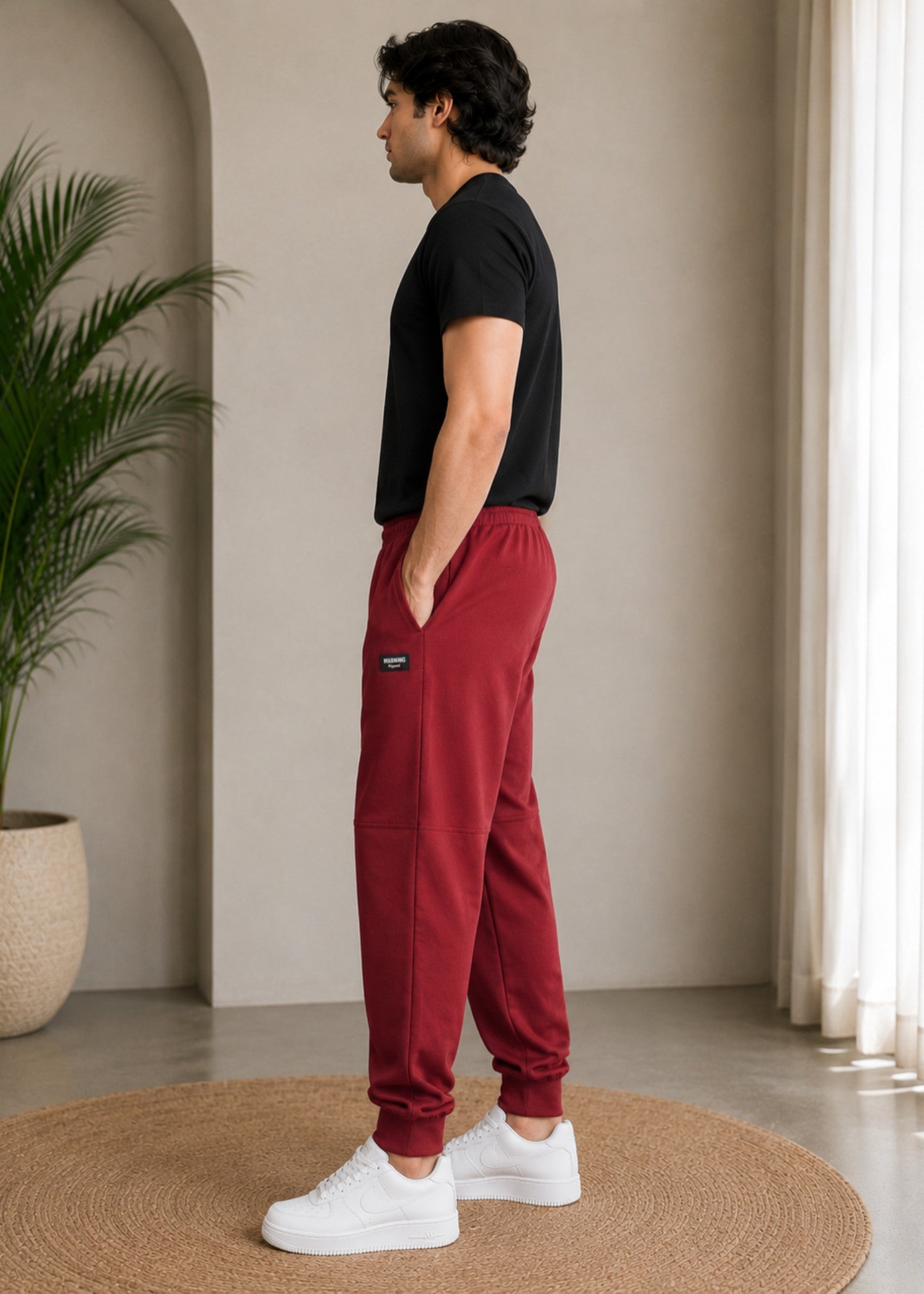cotton Trousers in Burnt red
