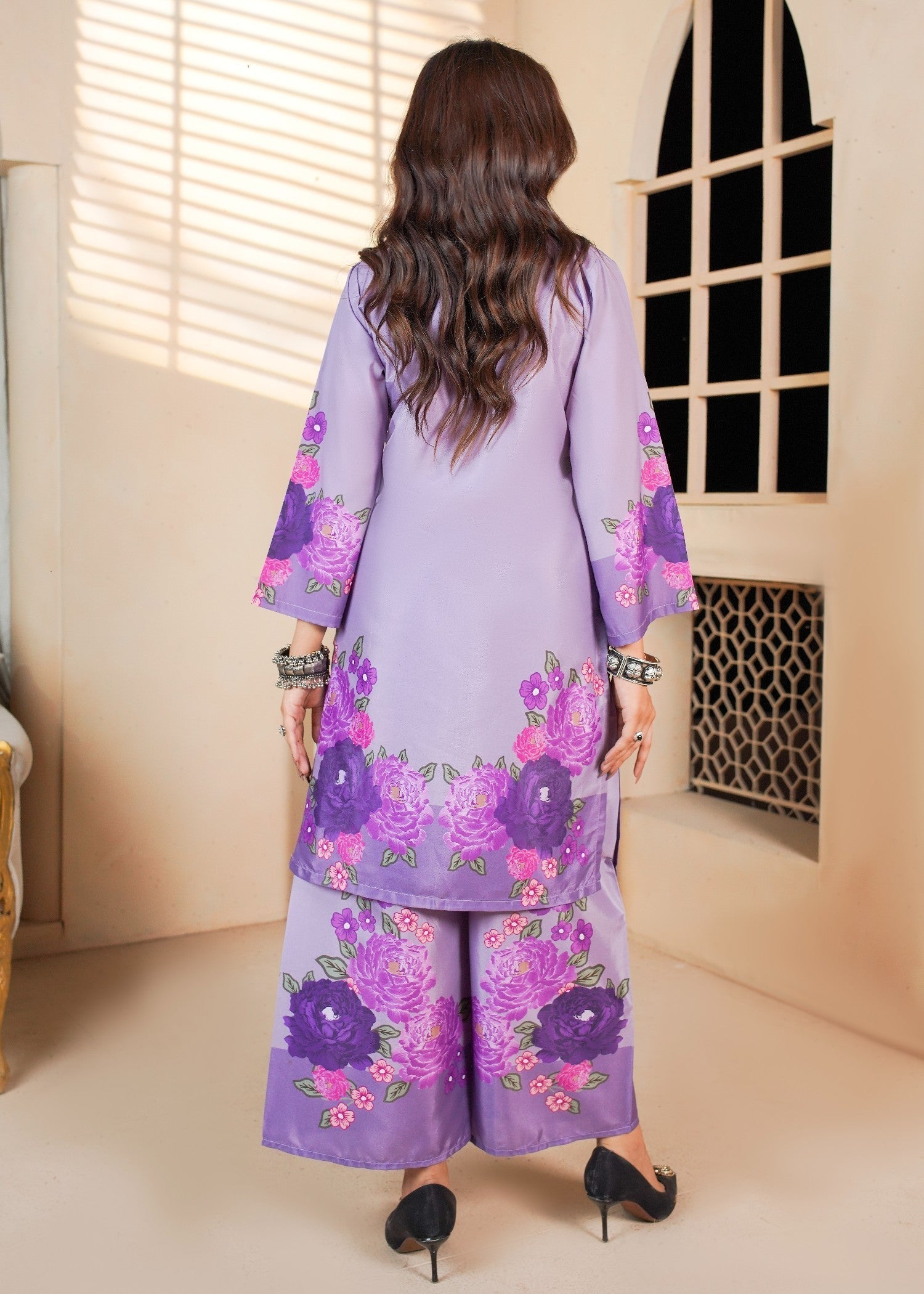 polyester crepe Co Ord Sets in Royal purple