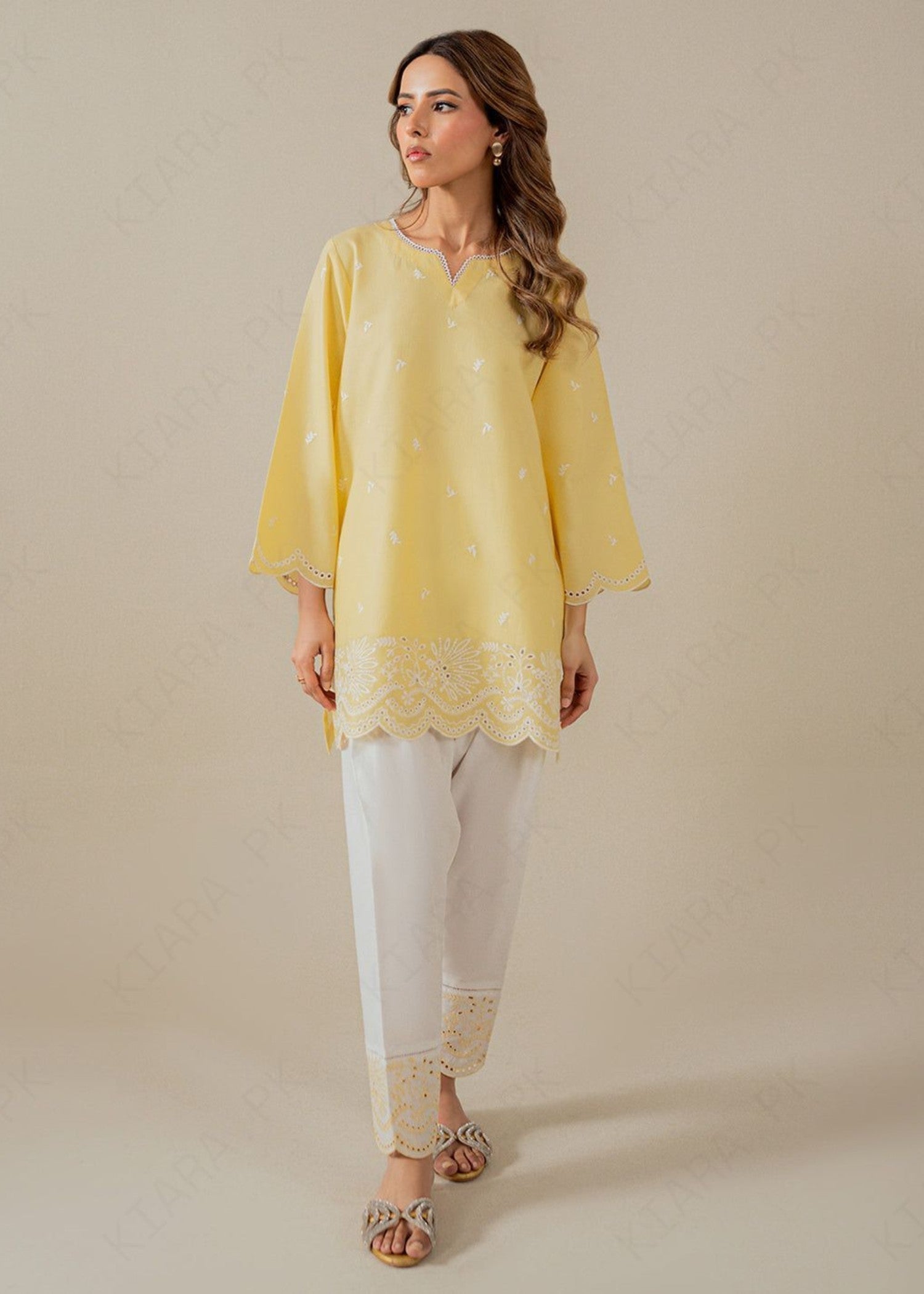 ribbed lawn Co Ord Sets in Yellow