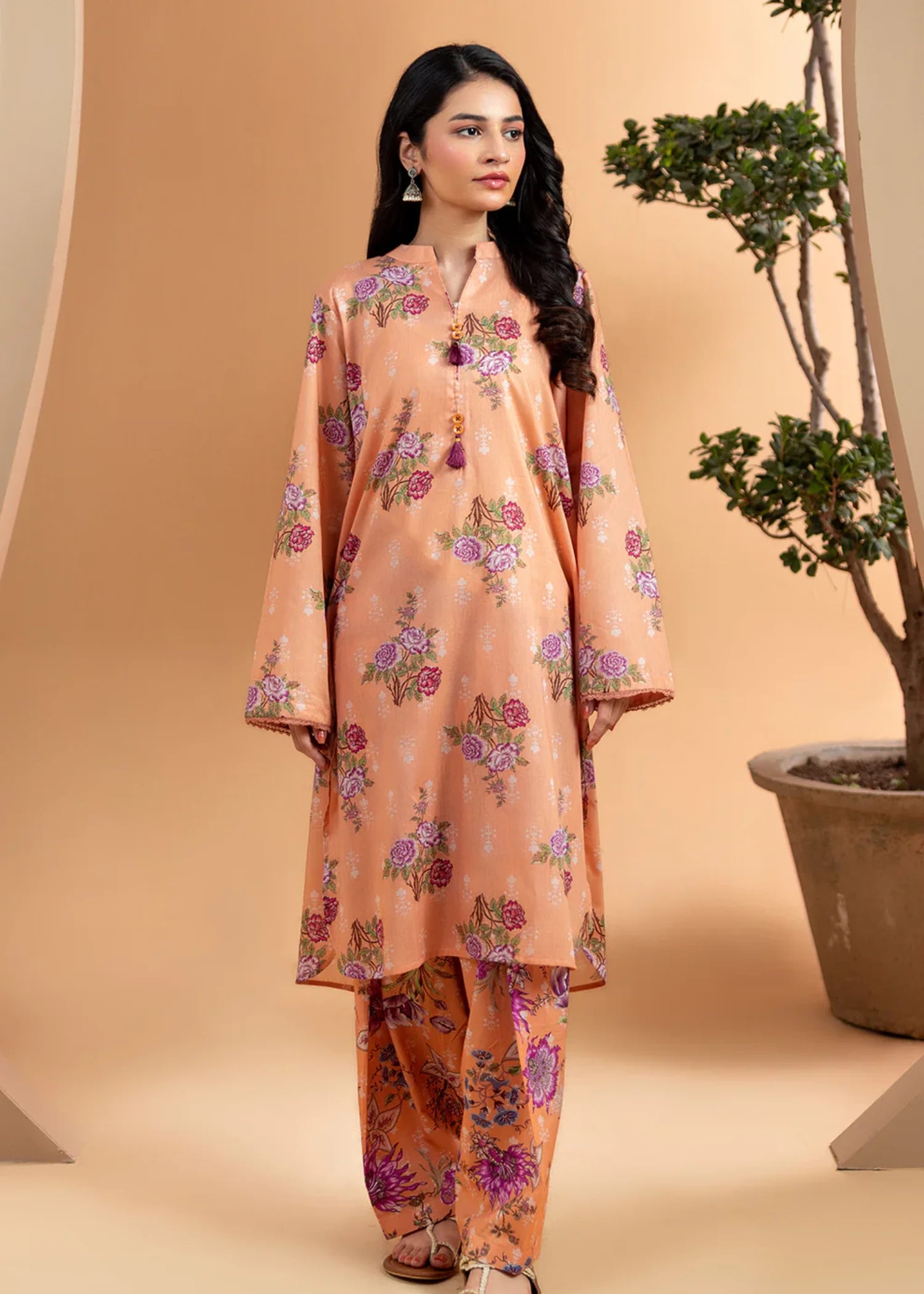 lawn Co Ord Sets in Peach orange