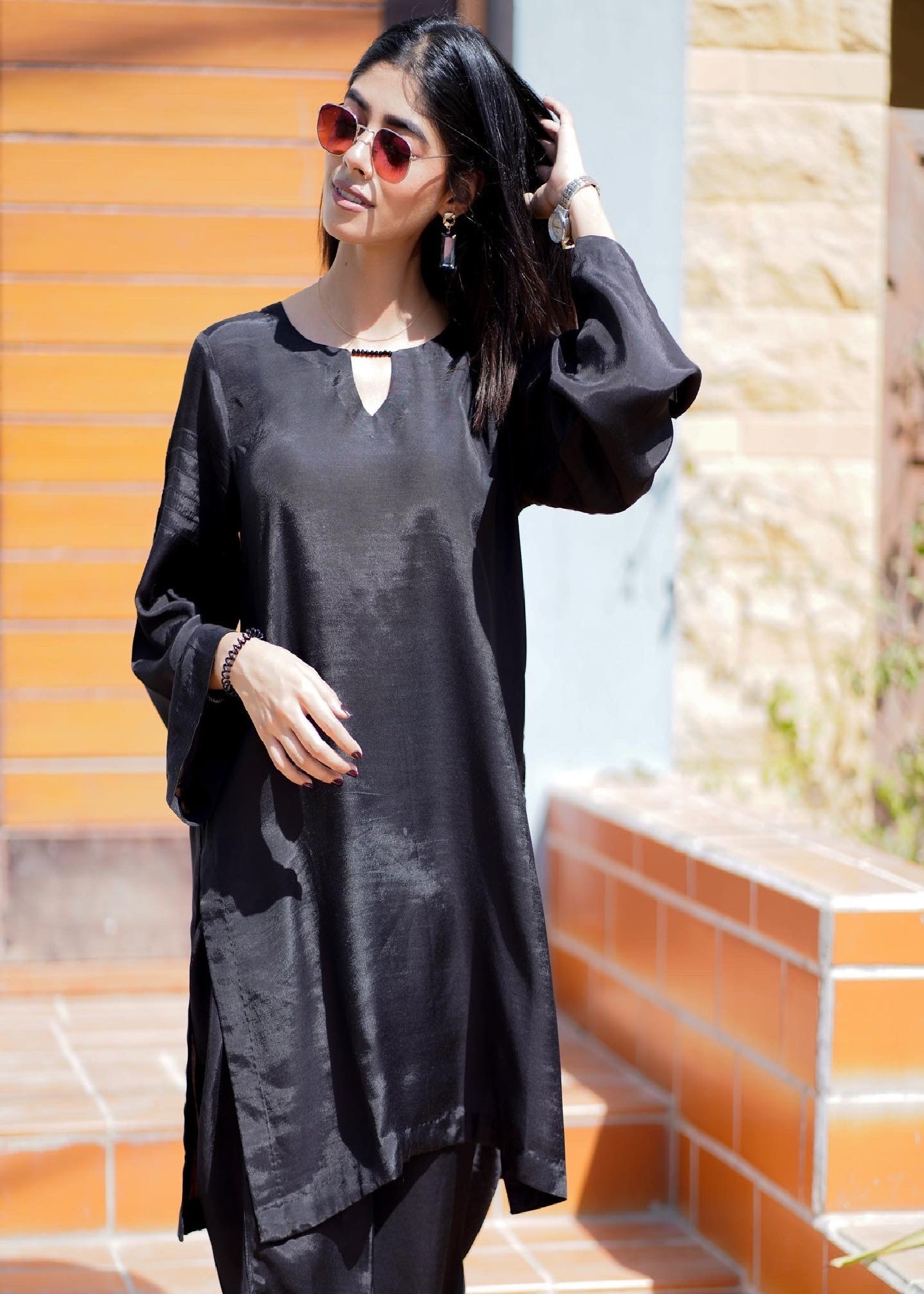 cotton silk Co Ord Sets in Black