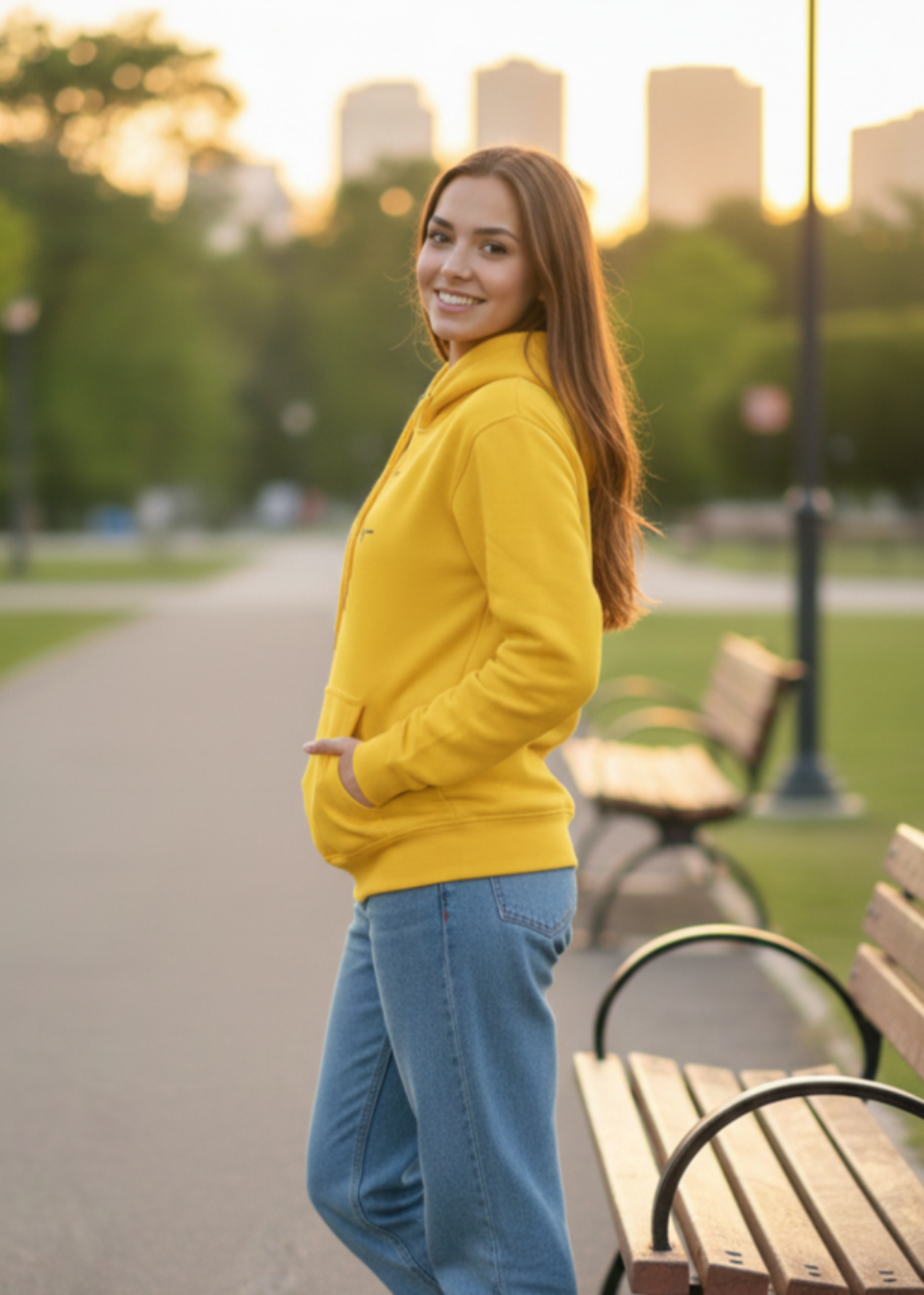 cotton Hoodie in Yellow