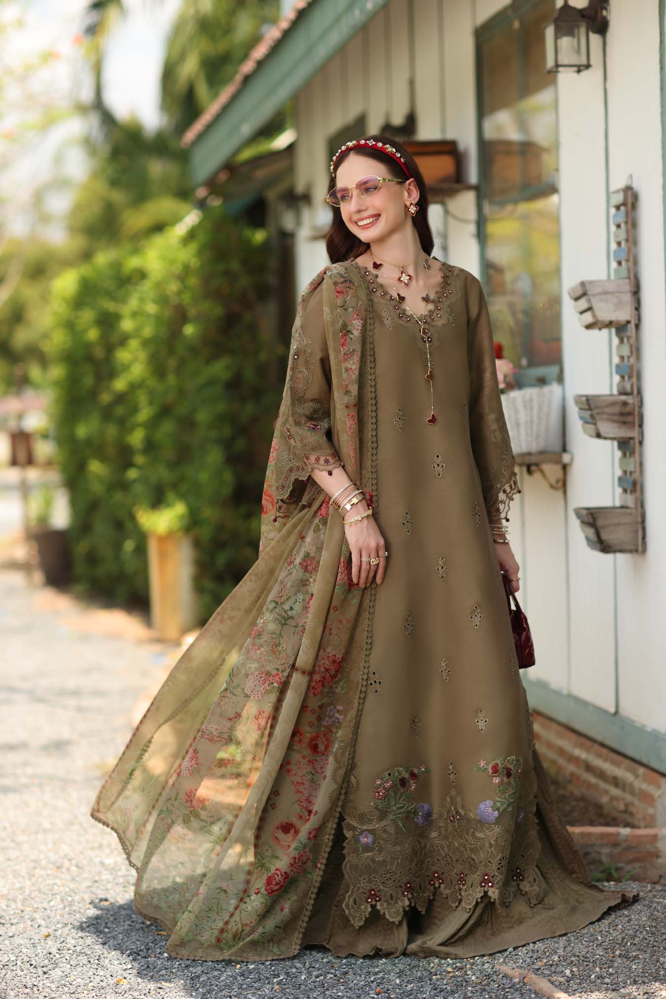Noor Eid Printskhas Lawn – D8 – Mocha Sienna