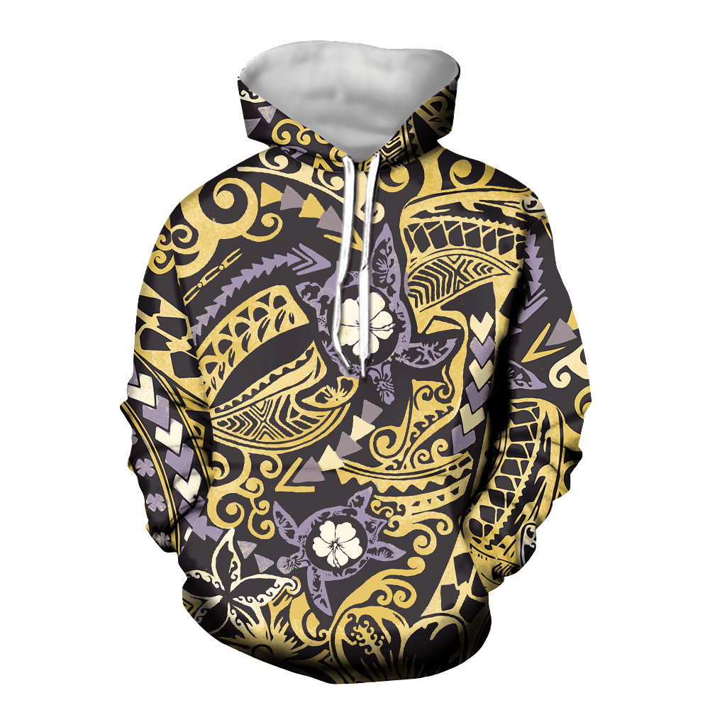 A Low-Order Hooded Sweater Polynesian Turtle Pullover with Pocket Long-Sleeved Top to Customize the New Style
