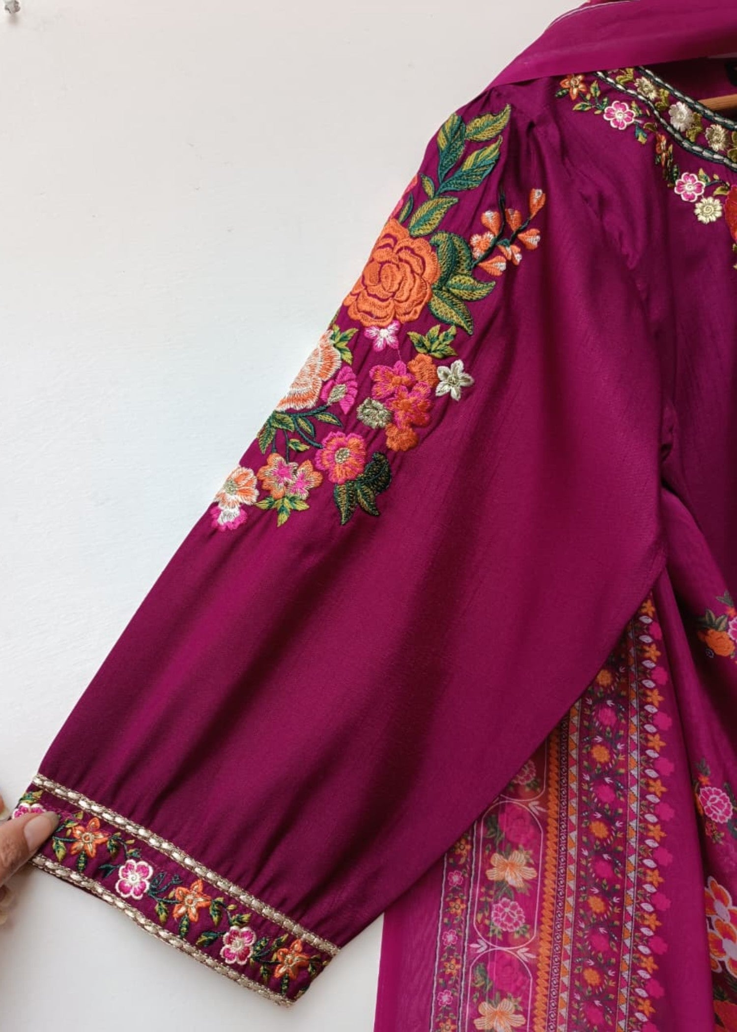 raw silk Kurta Set in Claret