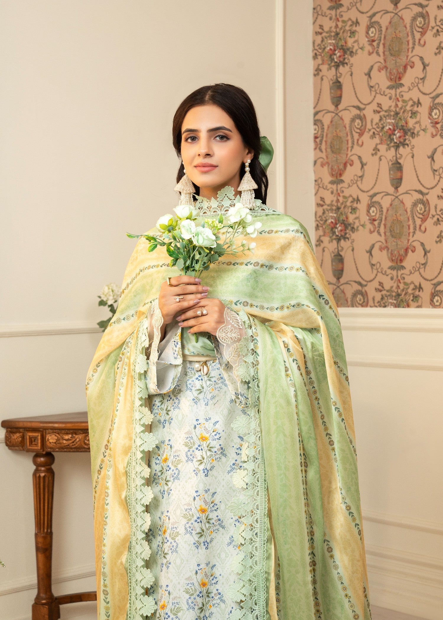 lawn cotton Kurta Set in Cloud blue