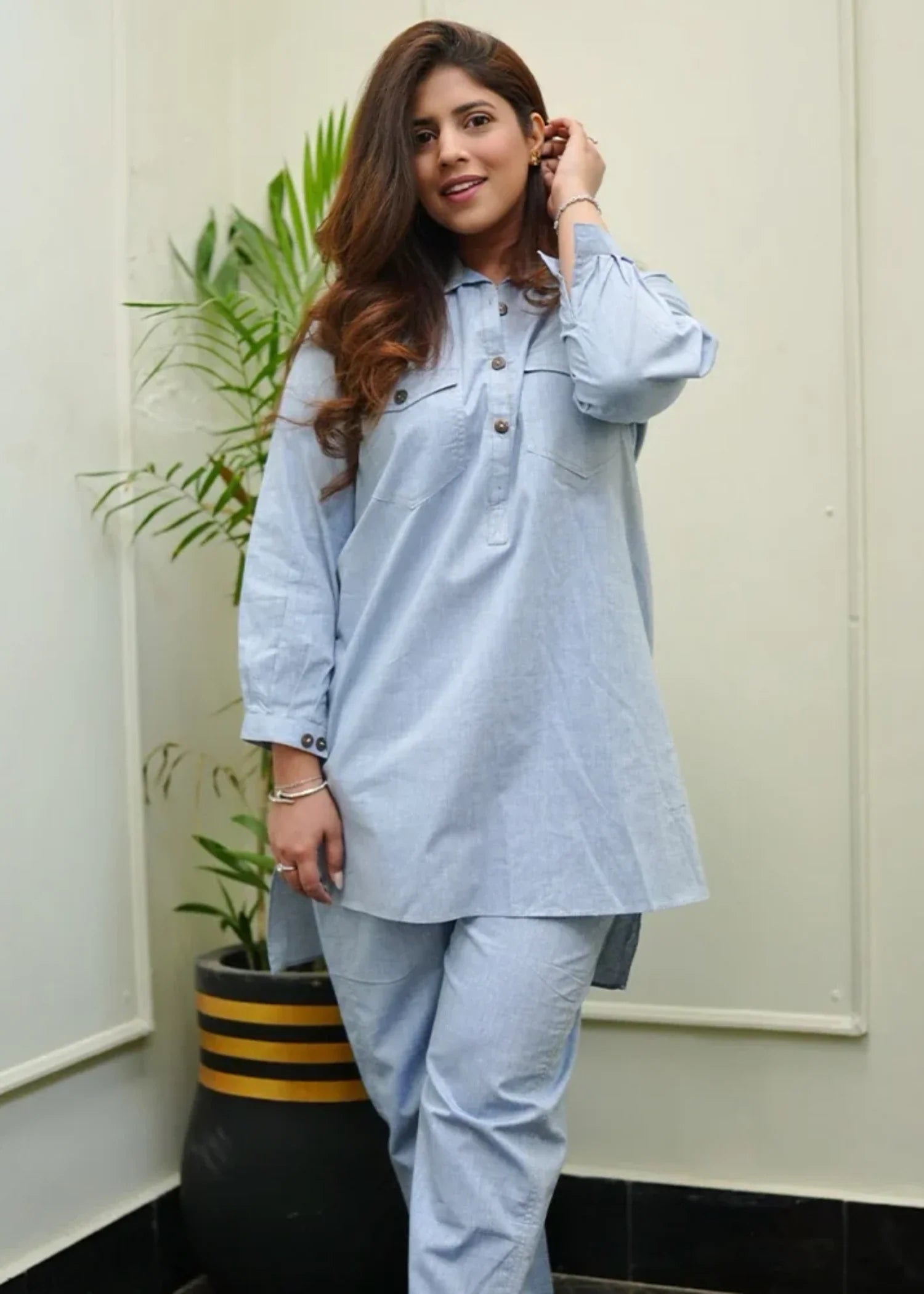 cotton Co ord Sets in Cornflower blue