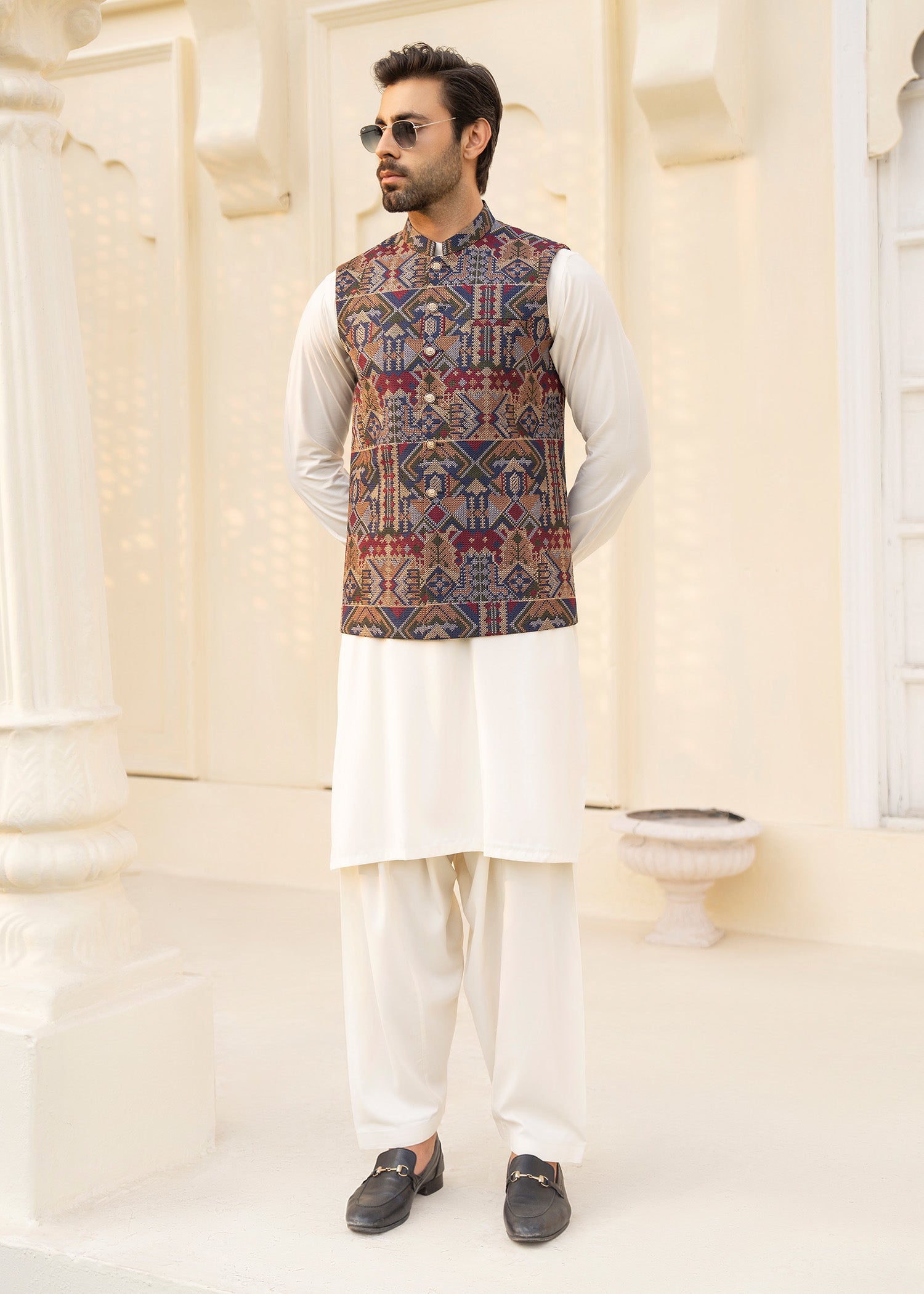 blended kattan silk Waistcoat in Multi