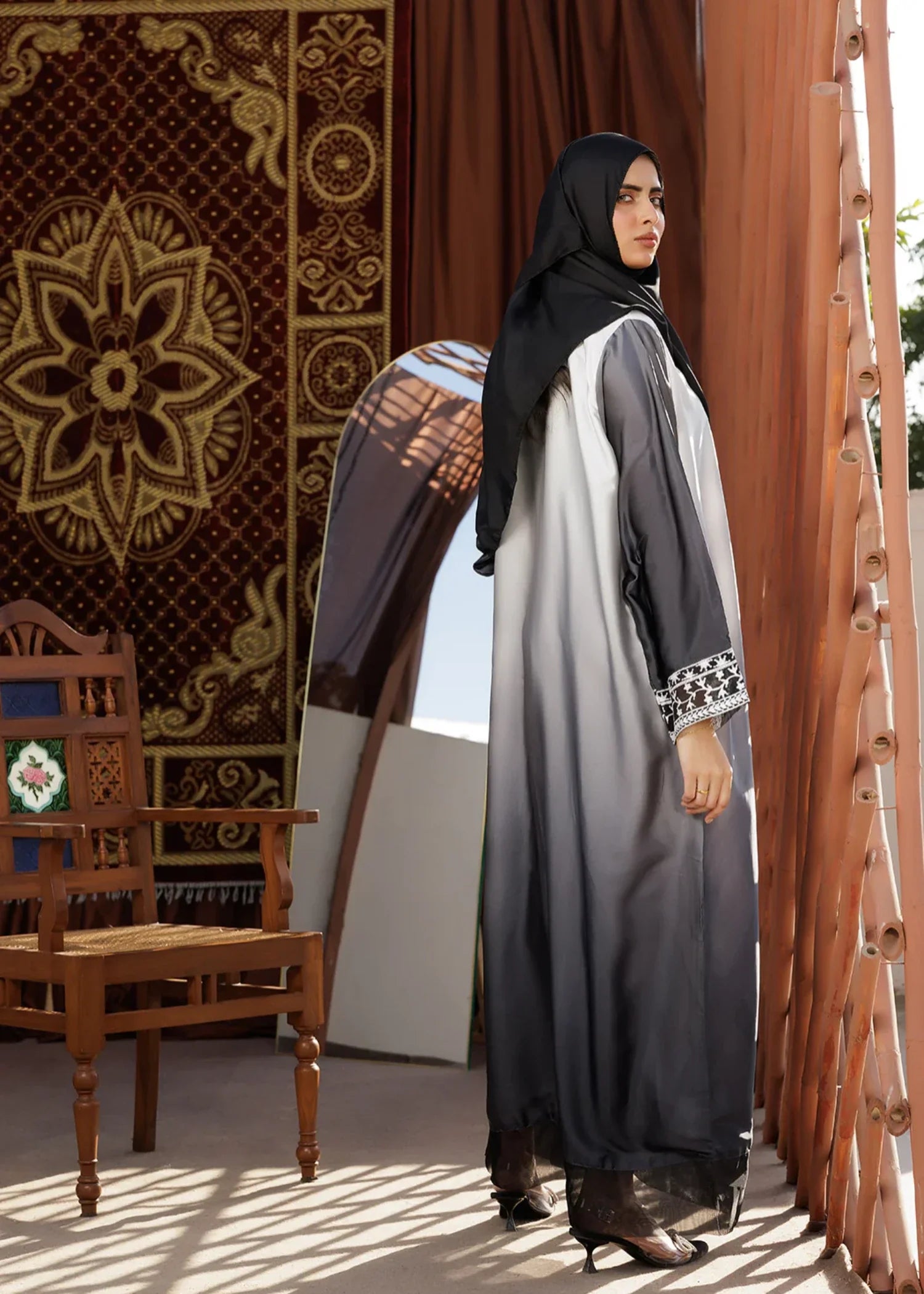 silk Abaya in Ebony