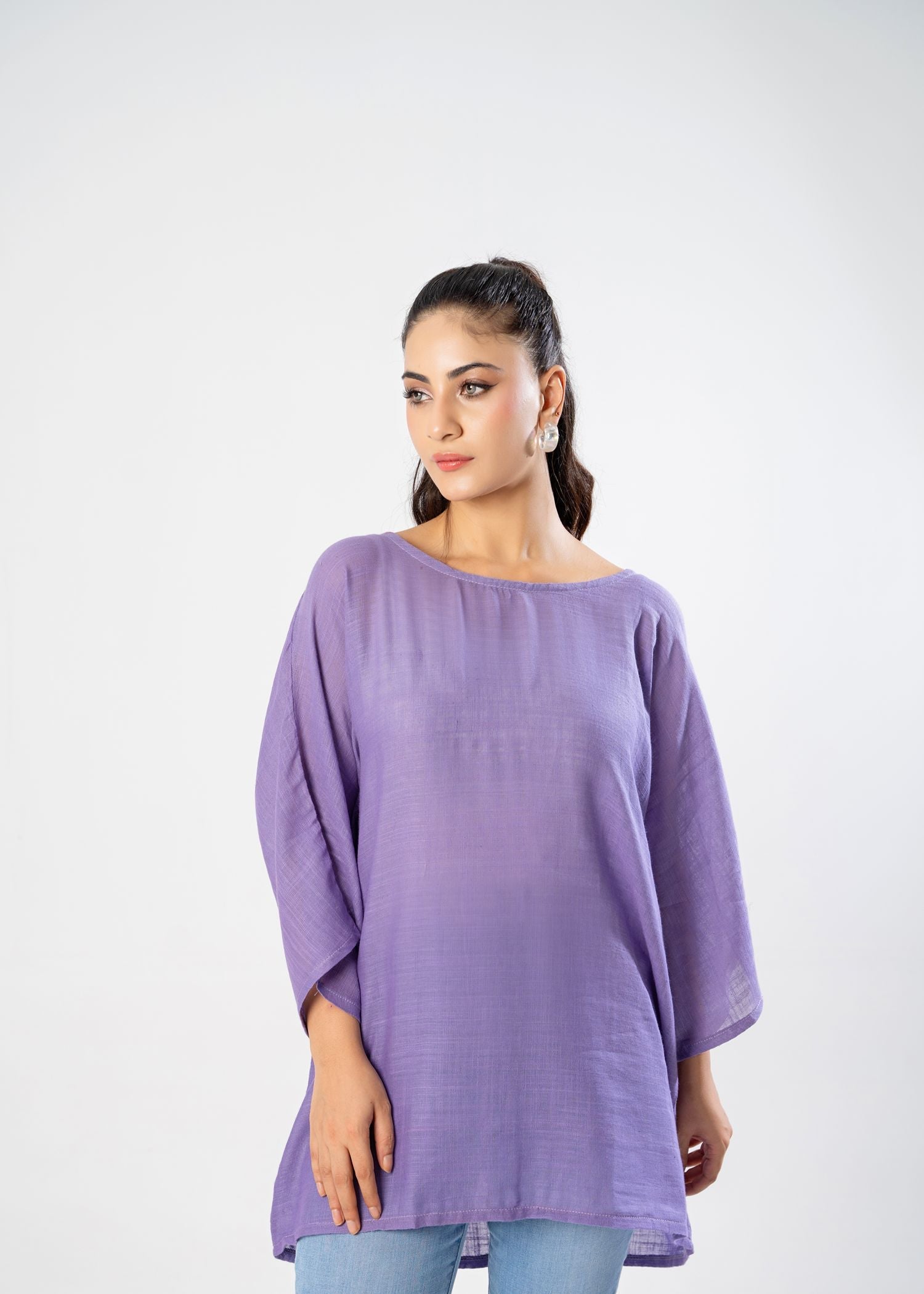 slub lawn Top in Purple ash