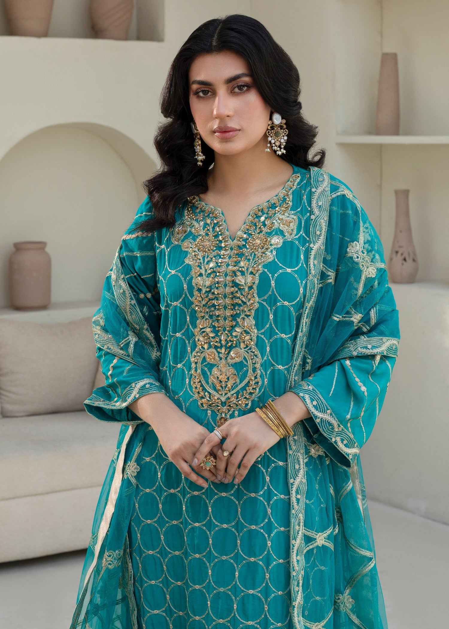 pure silk Kurta Set in Parrot green