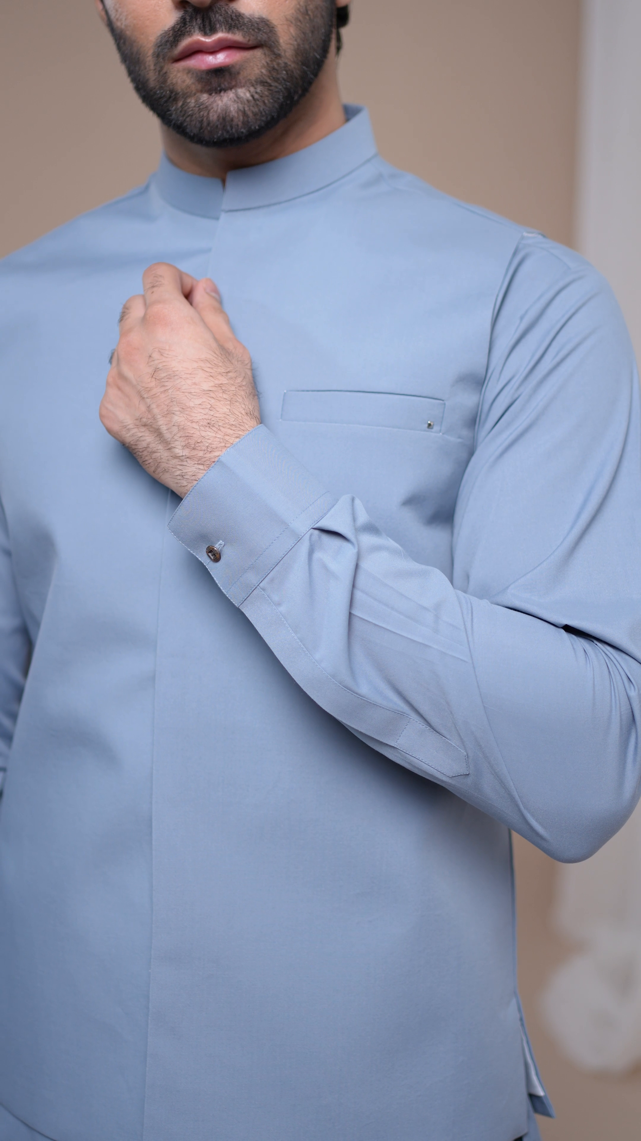 wash & wear Waistcoat in Sky blue by Muraqsh