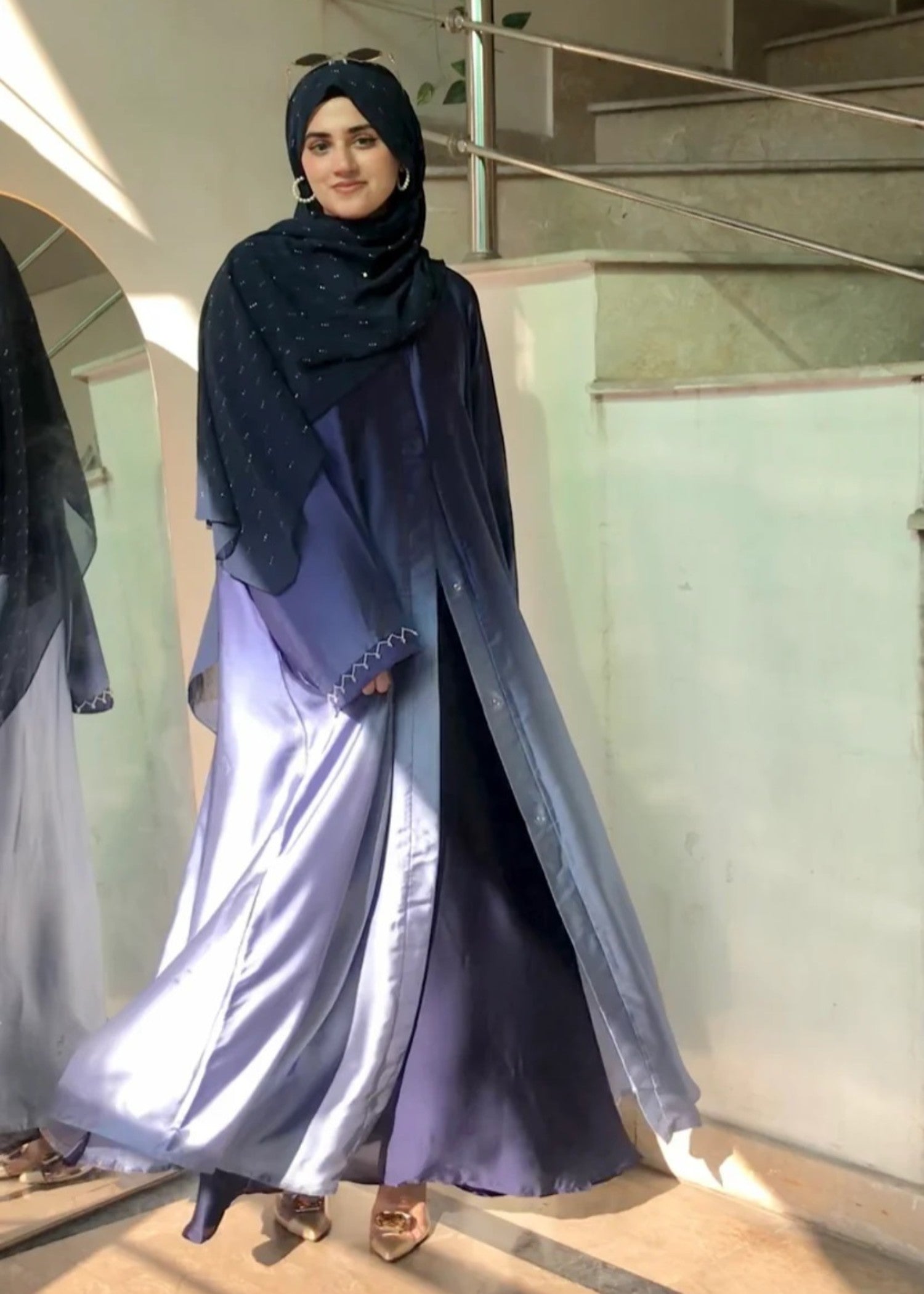silk Abaya in Royal blue