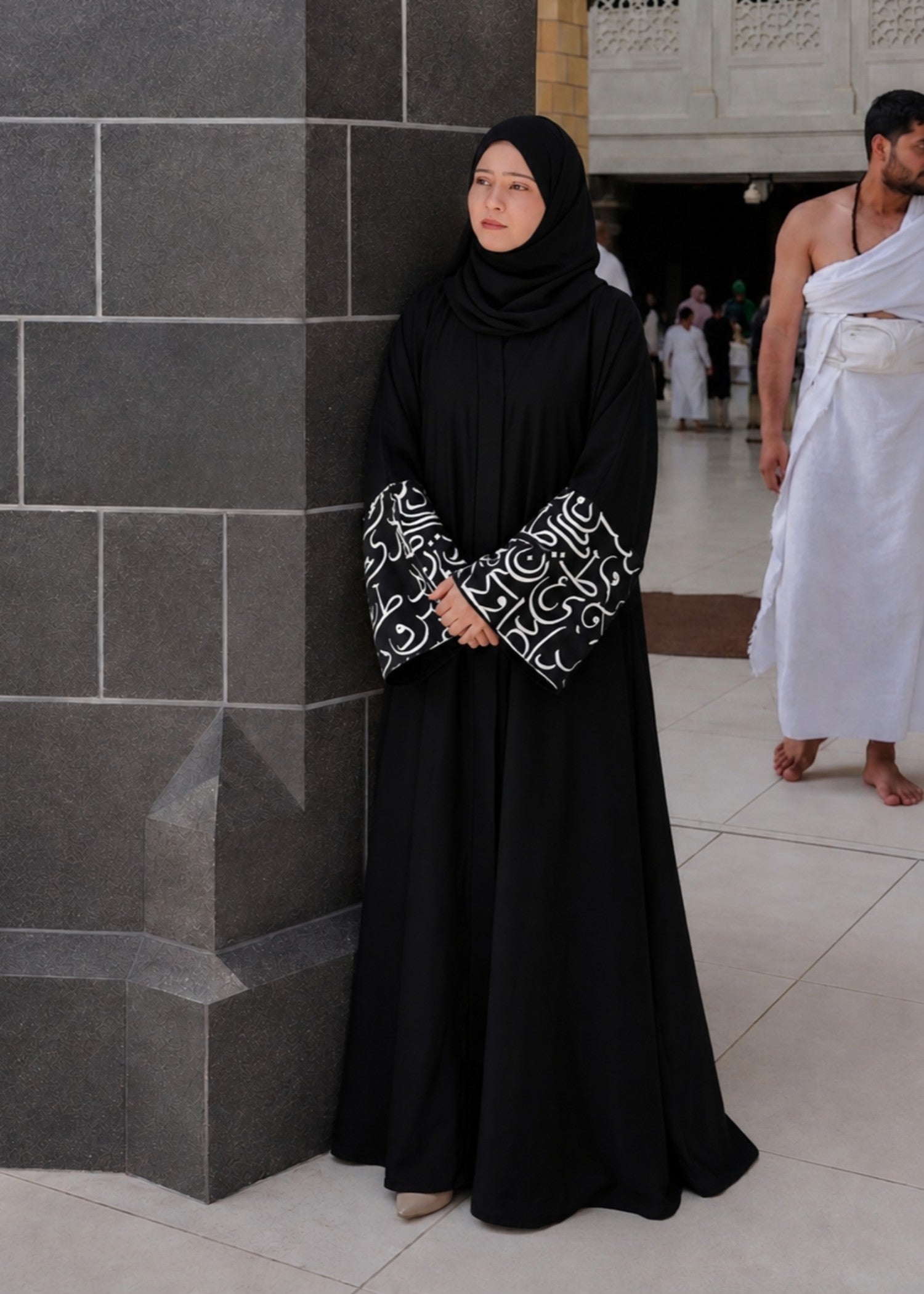 georgette Abaya in Jet black