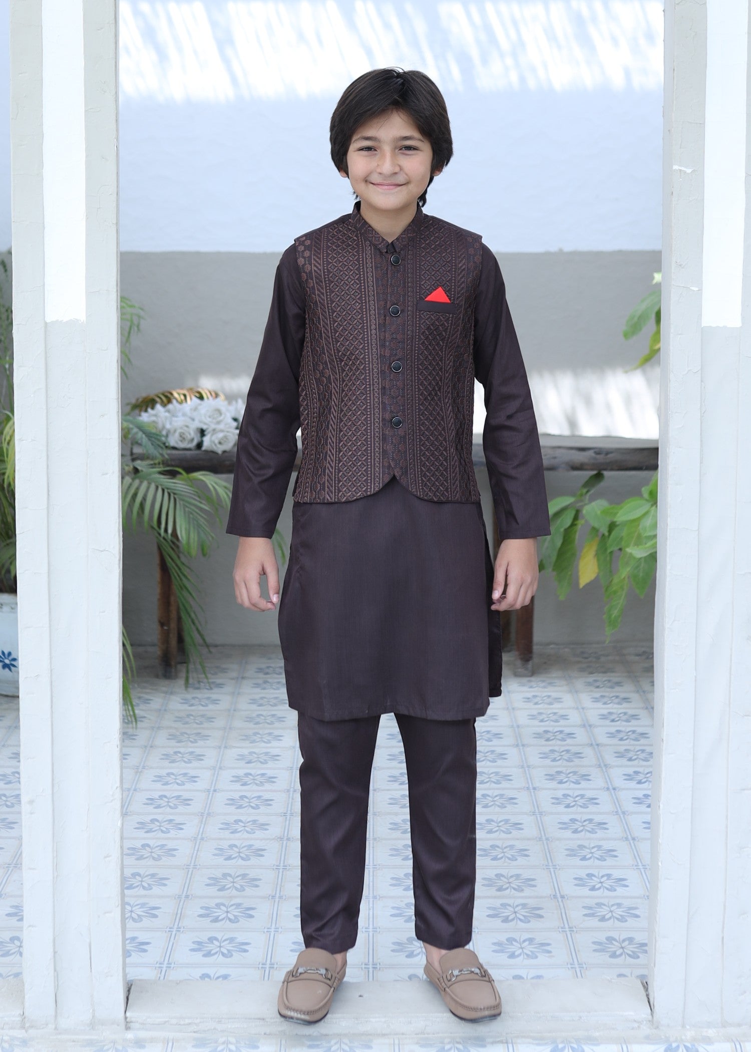 suiting Waistcoat in Dark brown