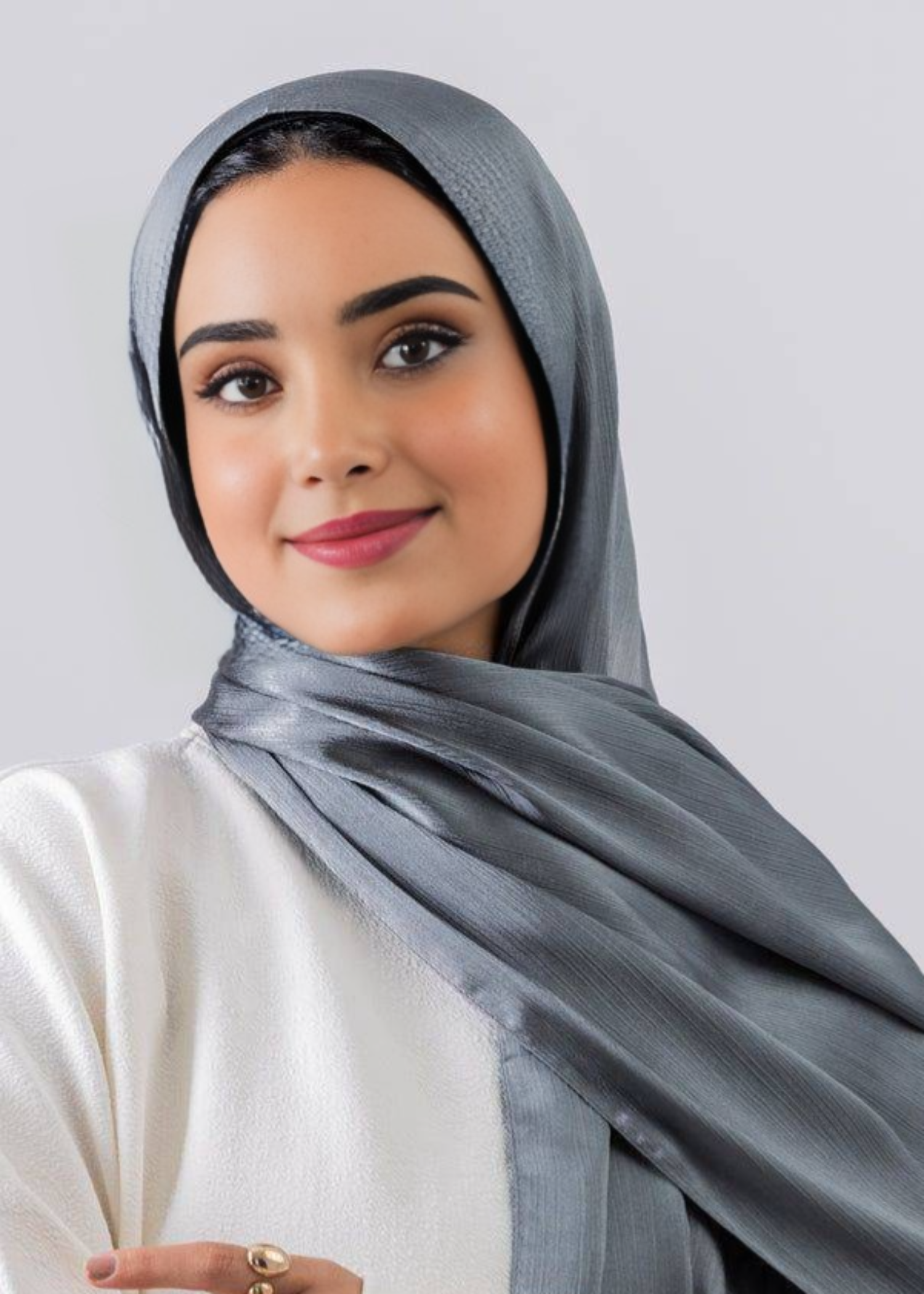 satin silk Hijab in Steal grey