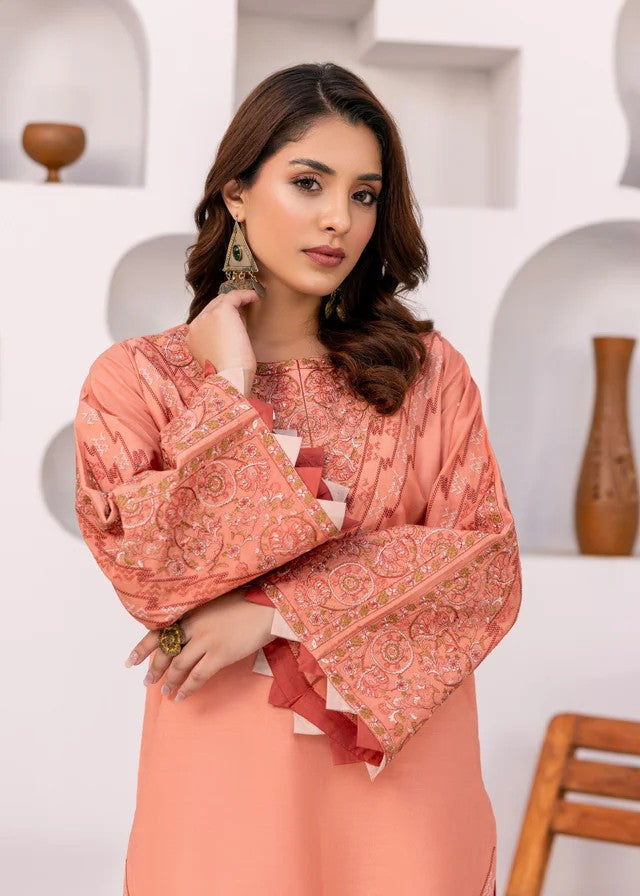 poplin Kurta Set in Peach pink