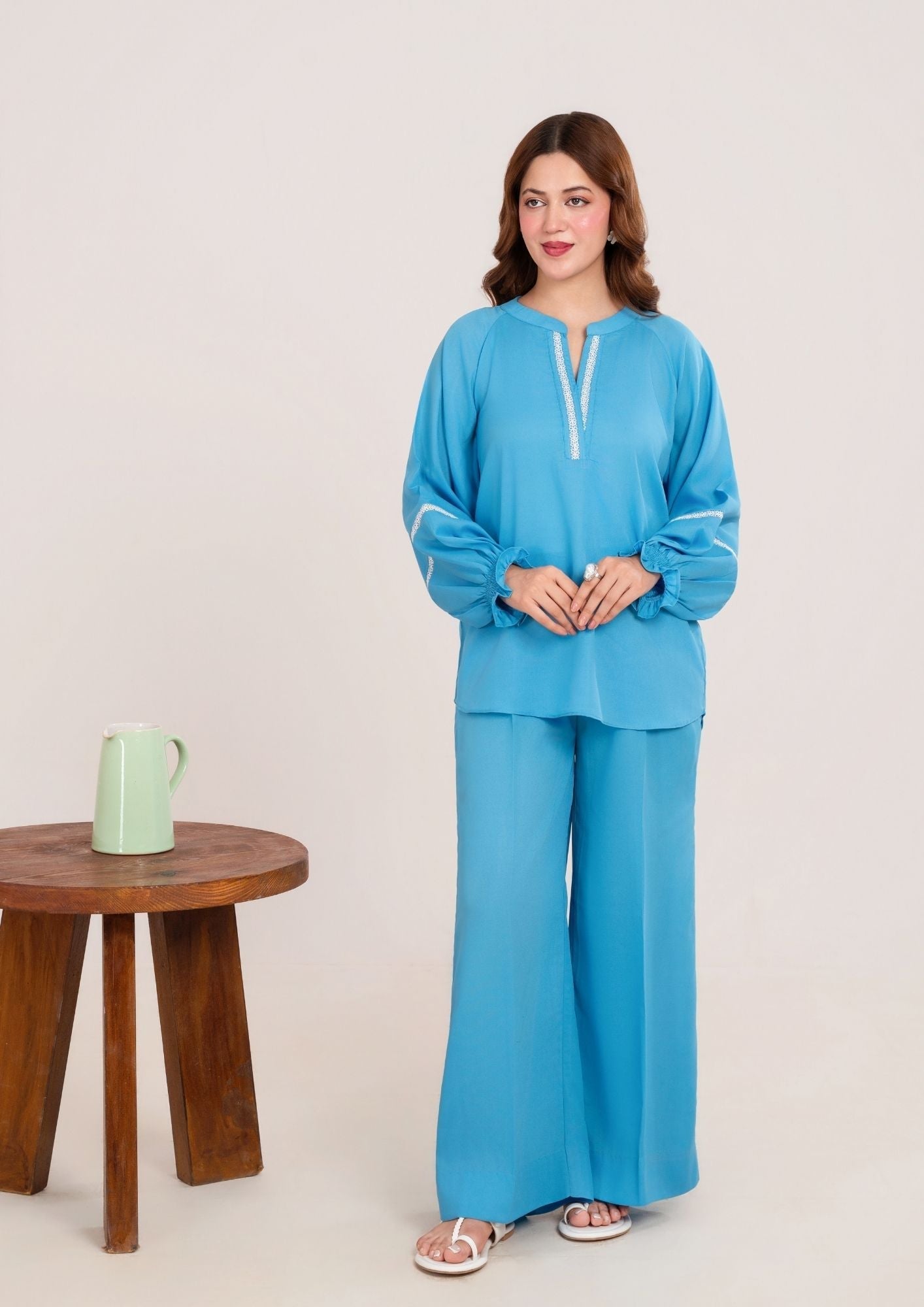 georgette Co ord Sets in Sky blue