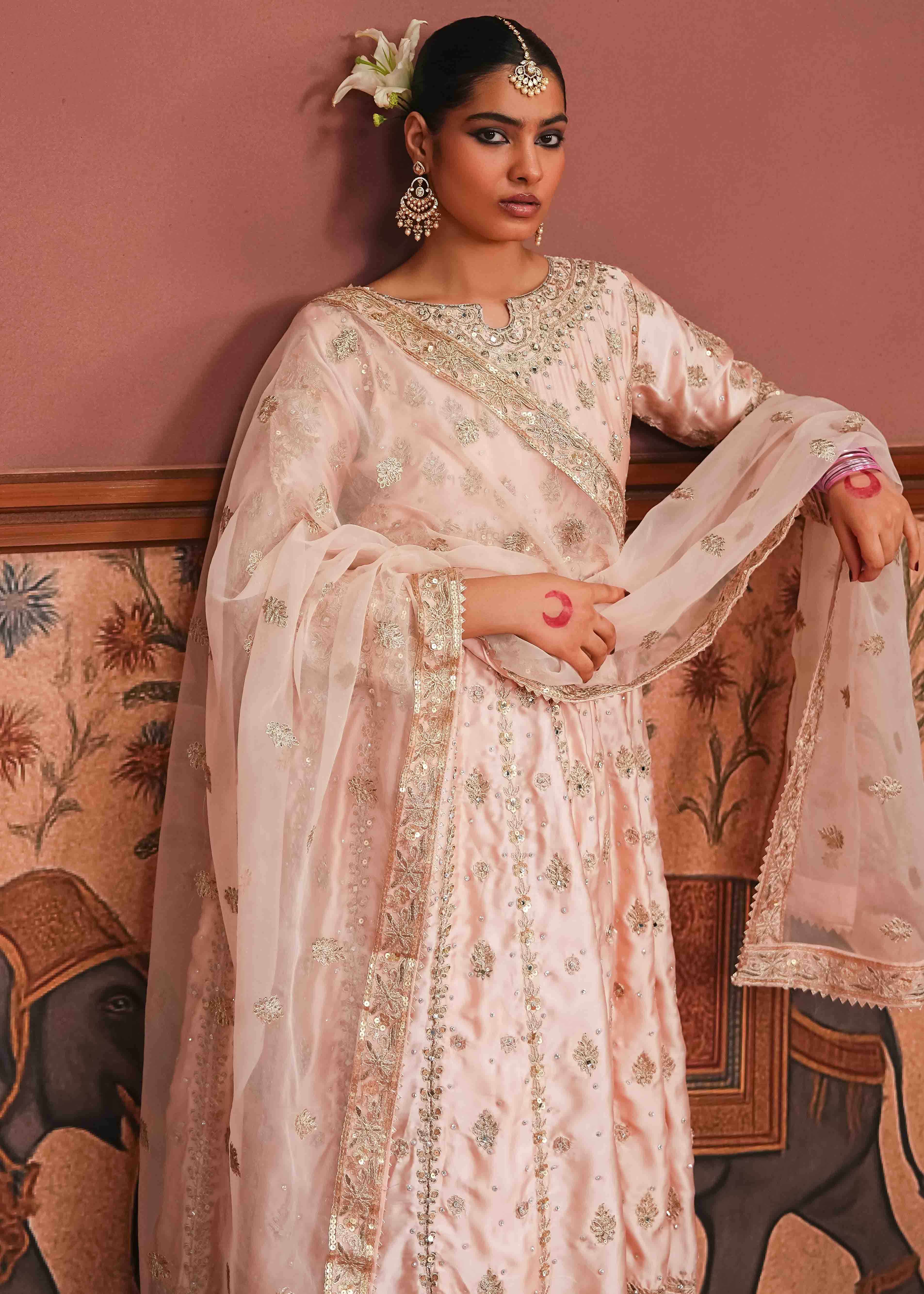 silk Maxi in Peach pink