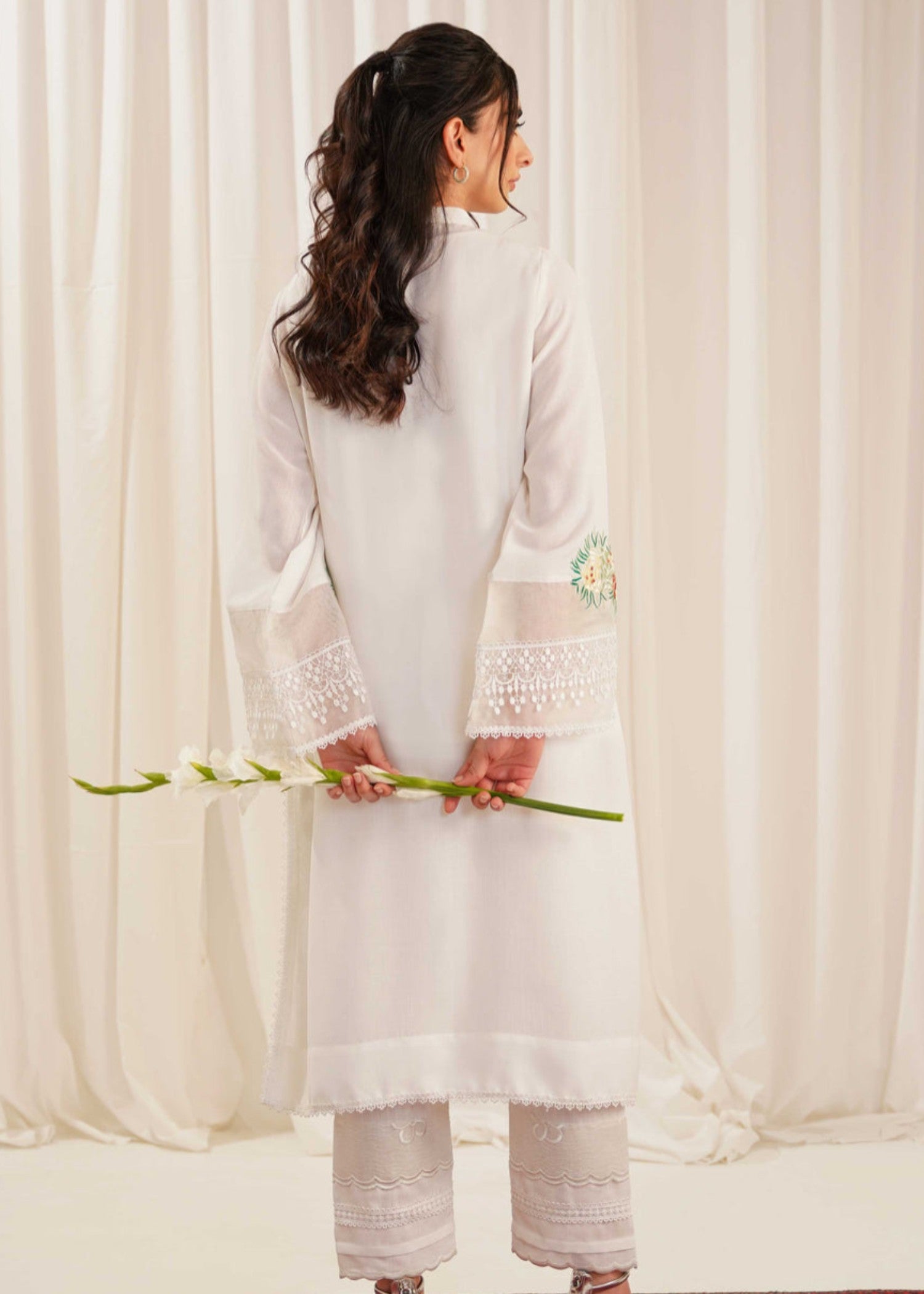 viscose Kurti in White smoke