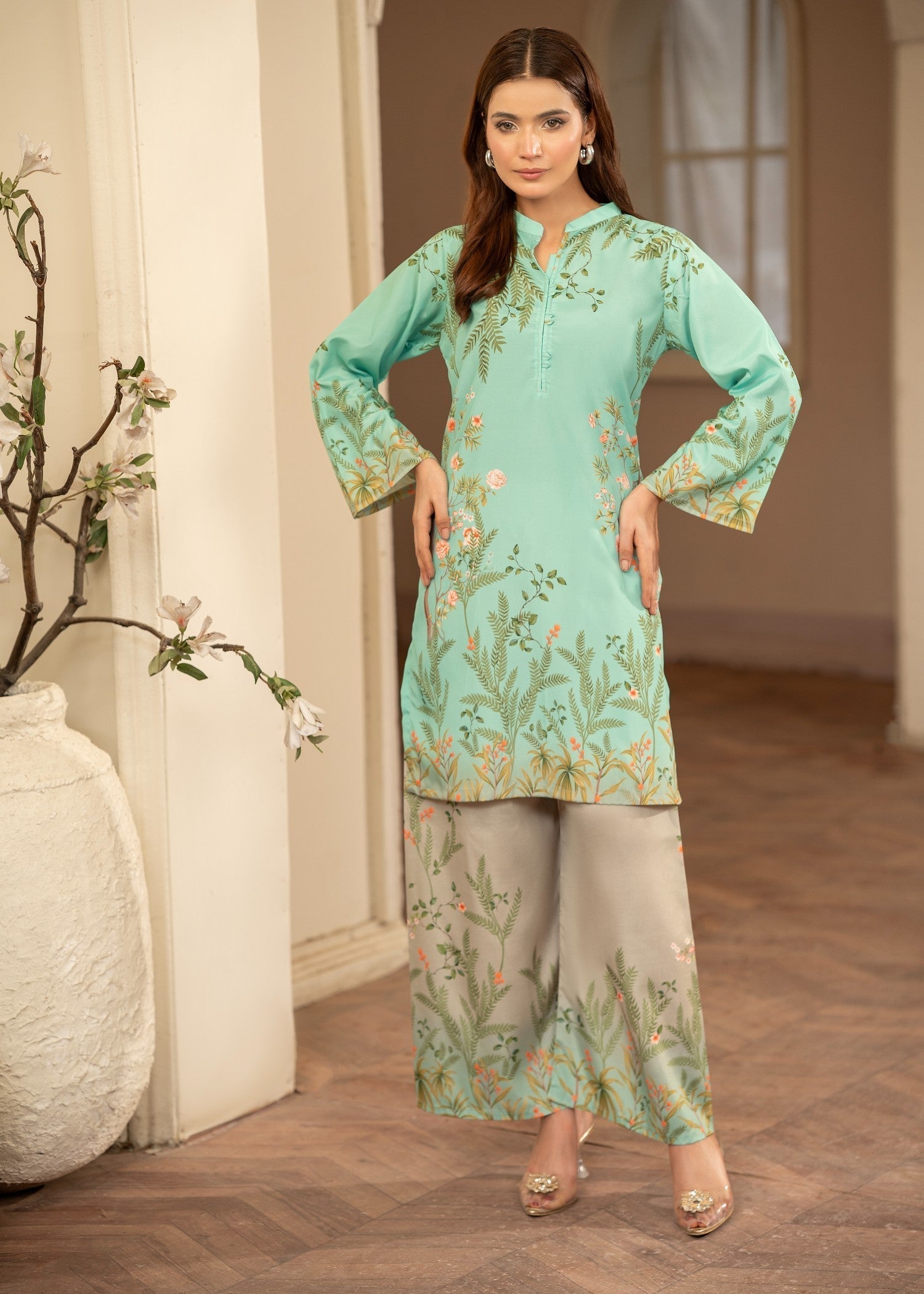 crepe Co Ord Sets in Pastel green