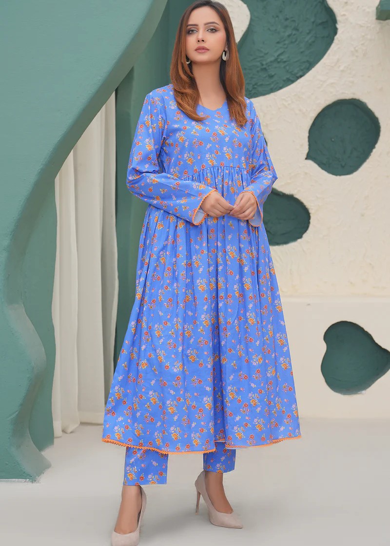 khaddar Pishwas in Sky blue
