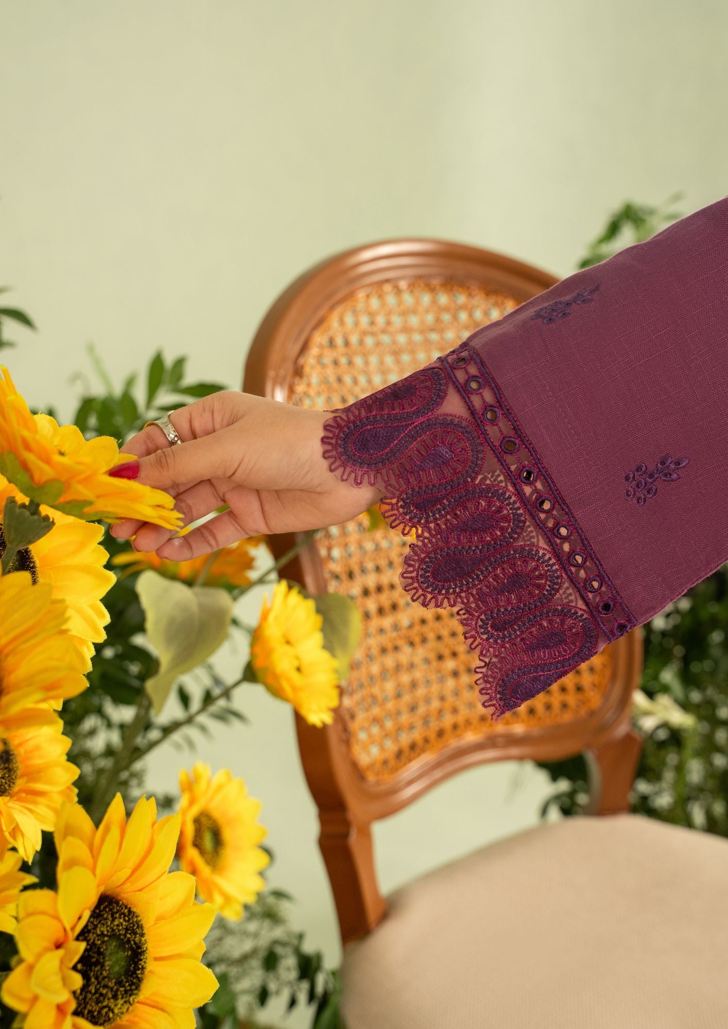 khaddar Kurta Set in Plum purple