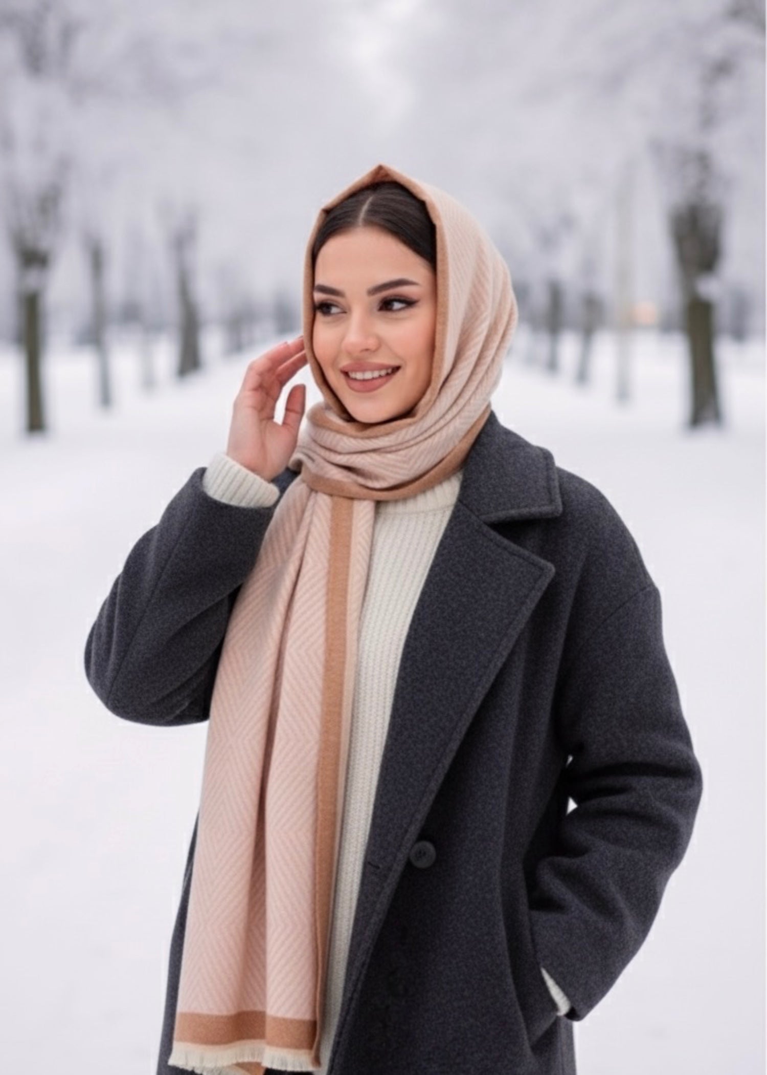 wool Hijab in Rose pink
