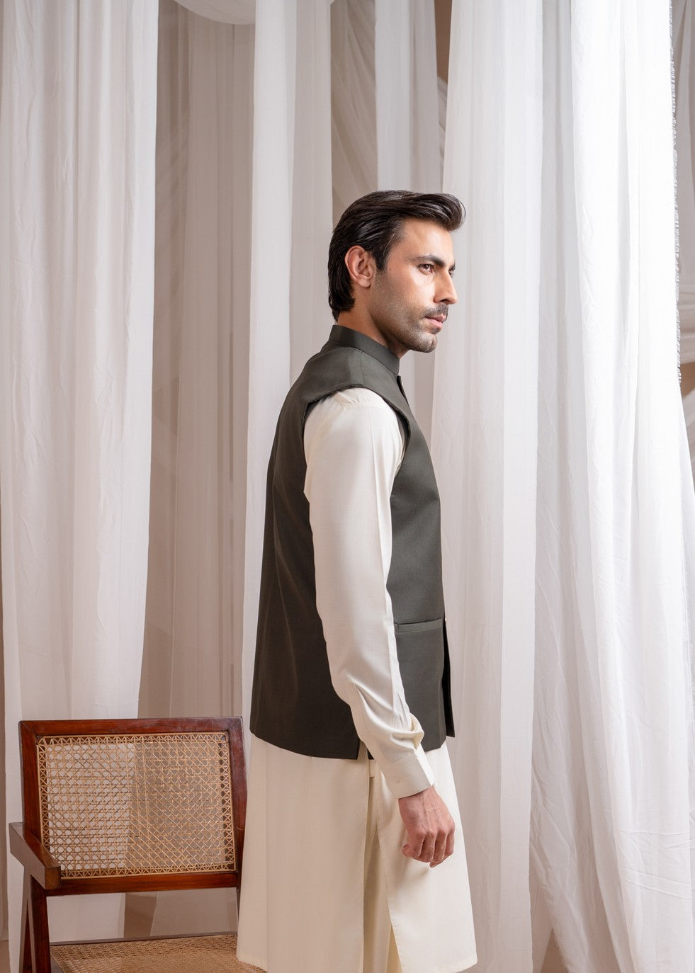 suiting Waistcoat in Dark green