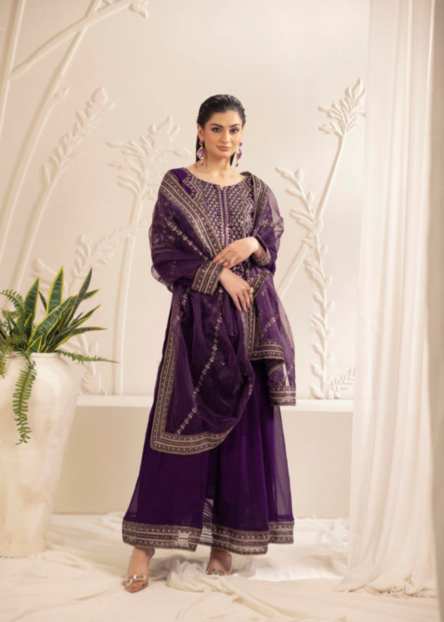 bemberg crinkle chiffon Maxi in Egg plant