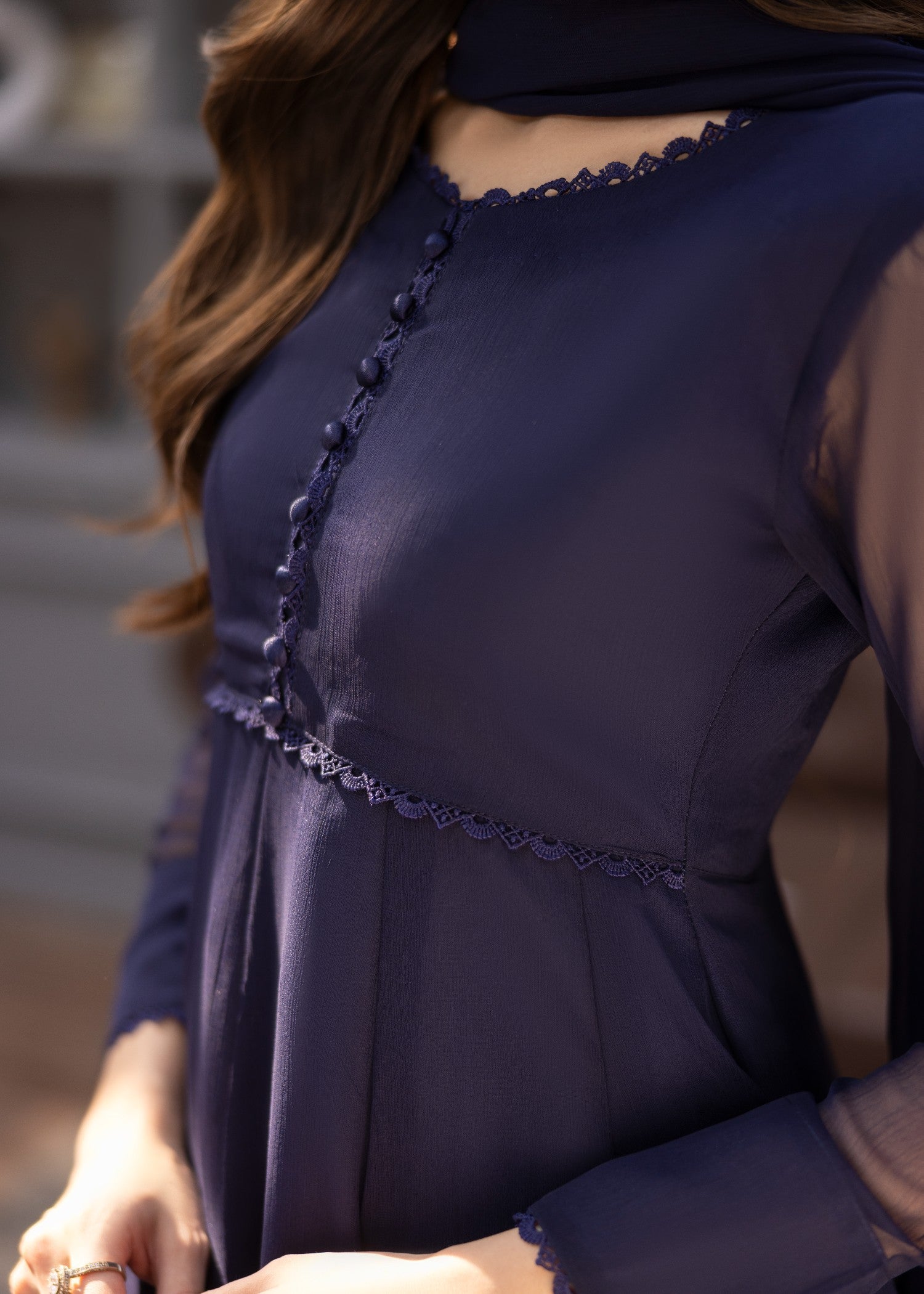 chiffon Maxi in Navy blue