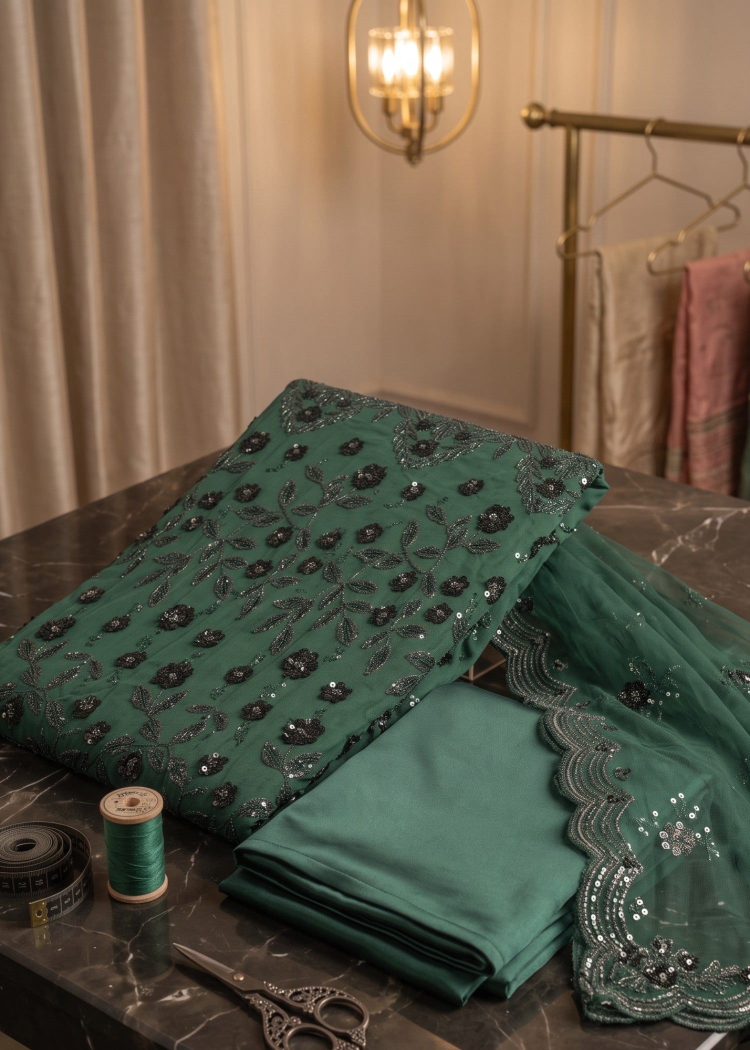 net Unstitched in Dark green