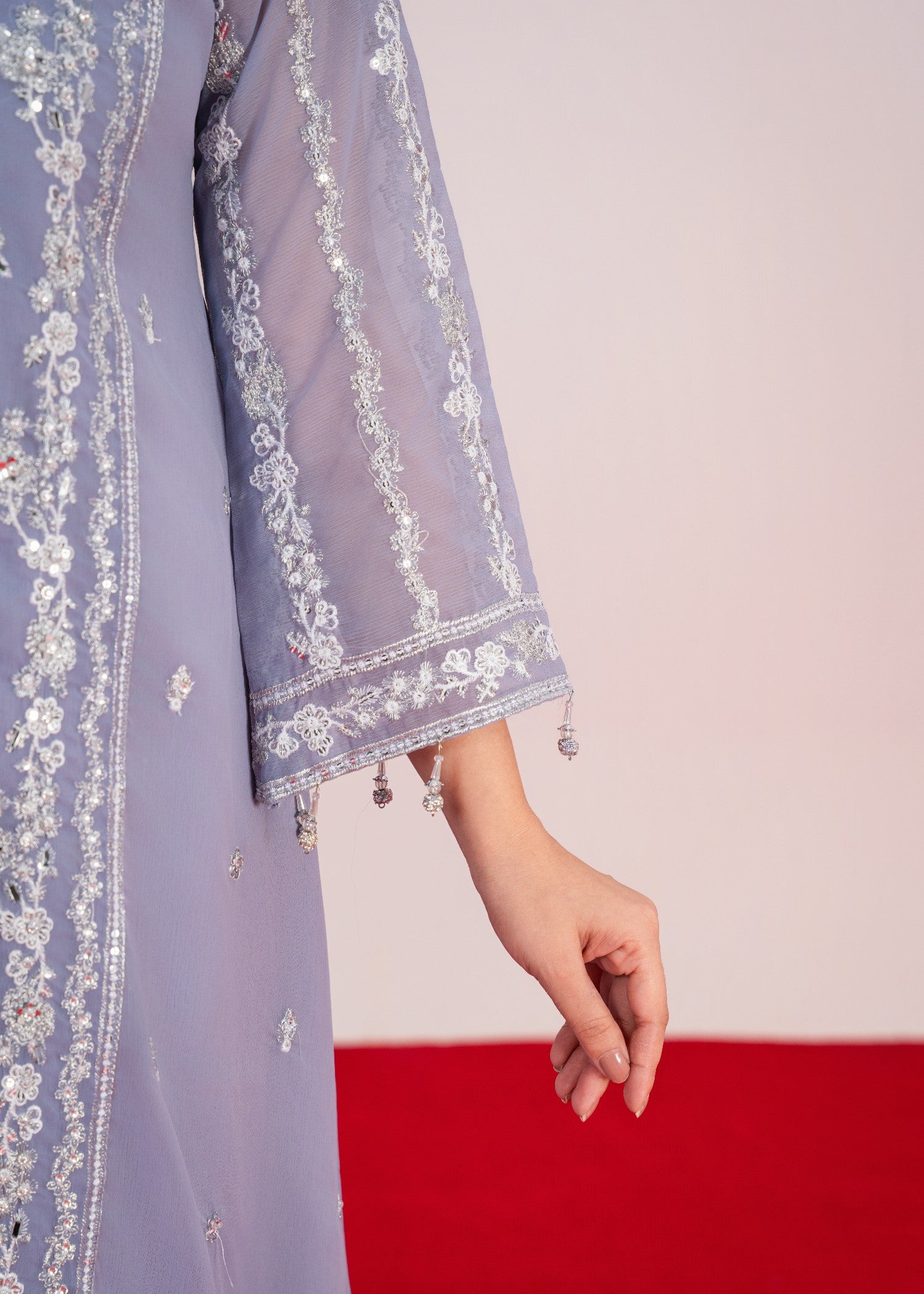 chiffon Pishwas in Bluebell