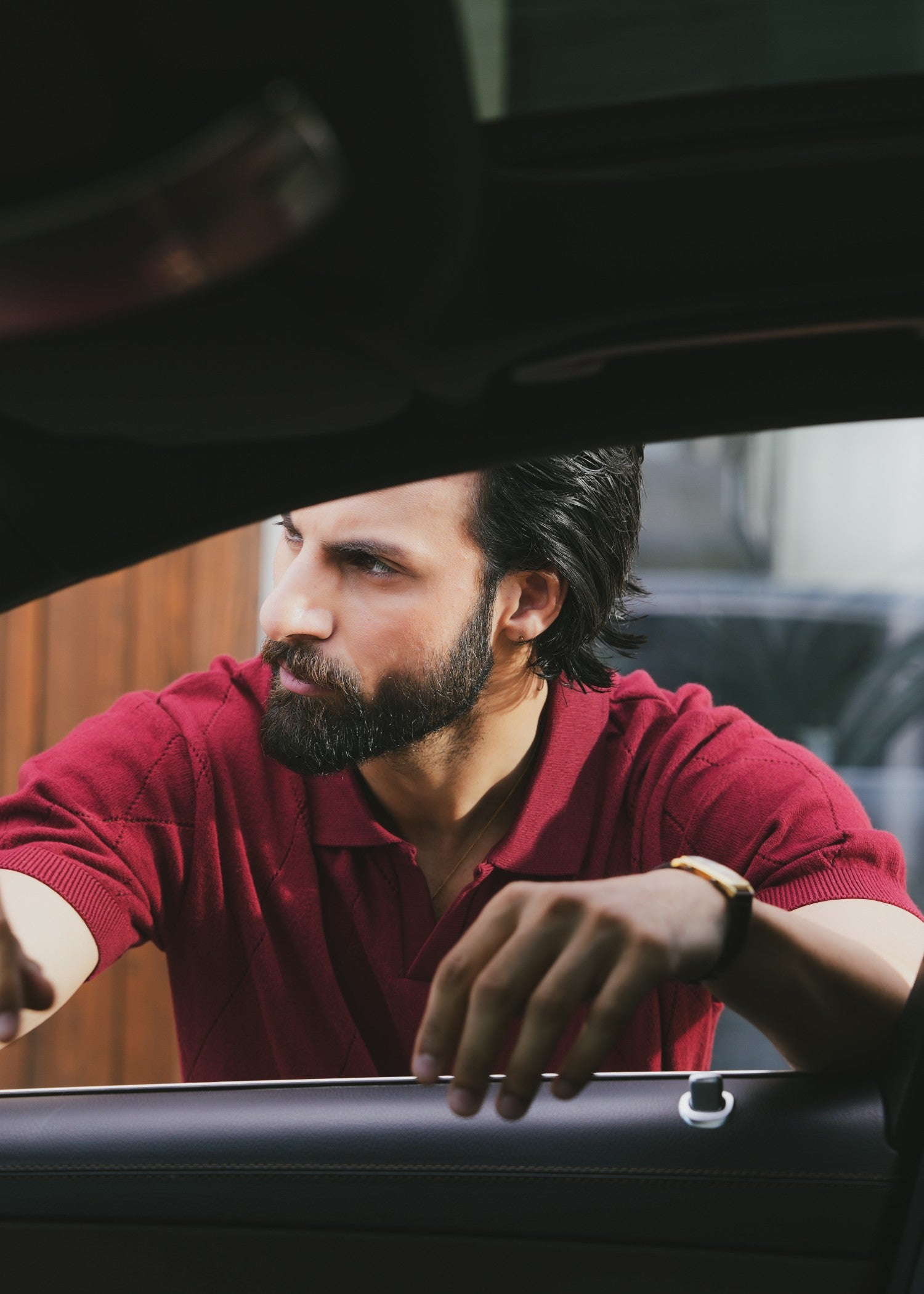 cotton Polo Shirt in Cherry red