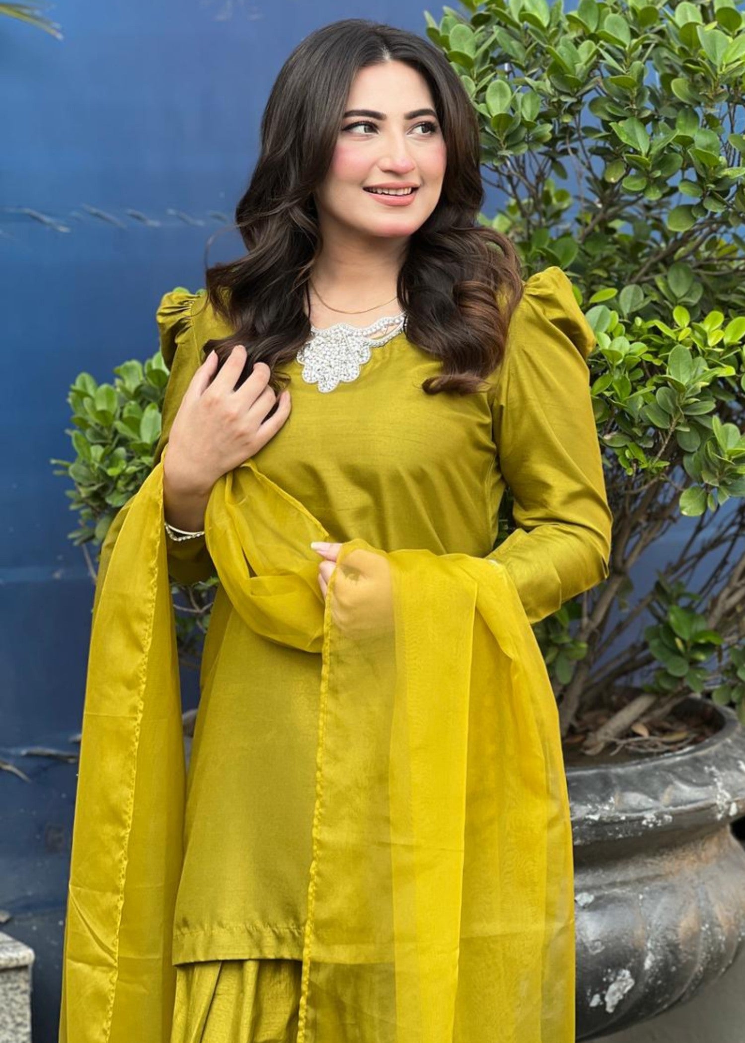raw silk Kurta Set in Mellow yellow