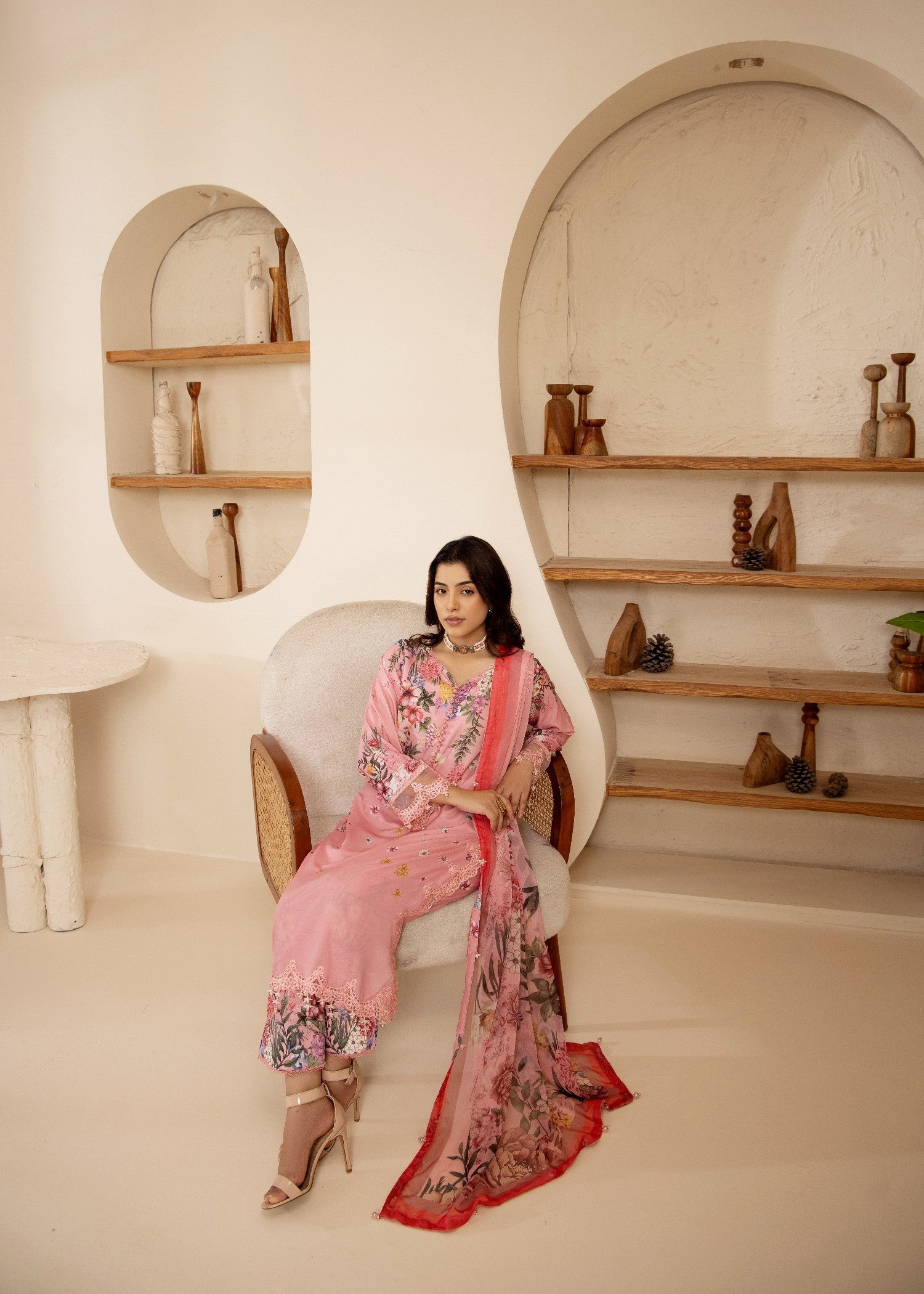 poly silk Kurta Set in Pink