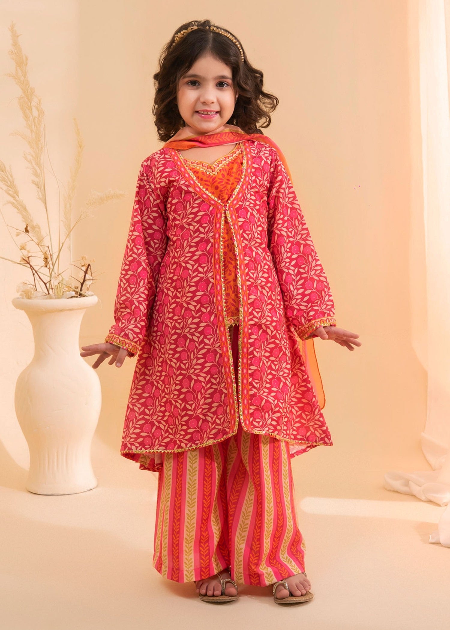 poly lawn Gown in Hot pink