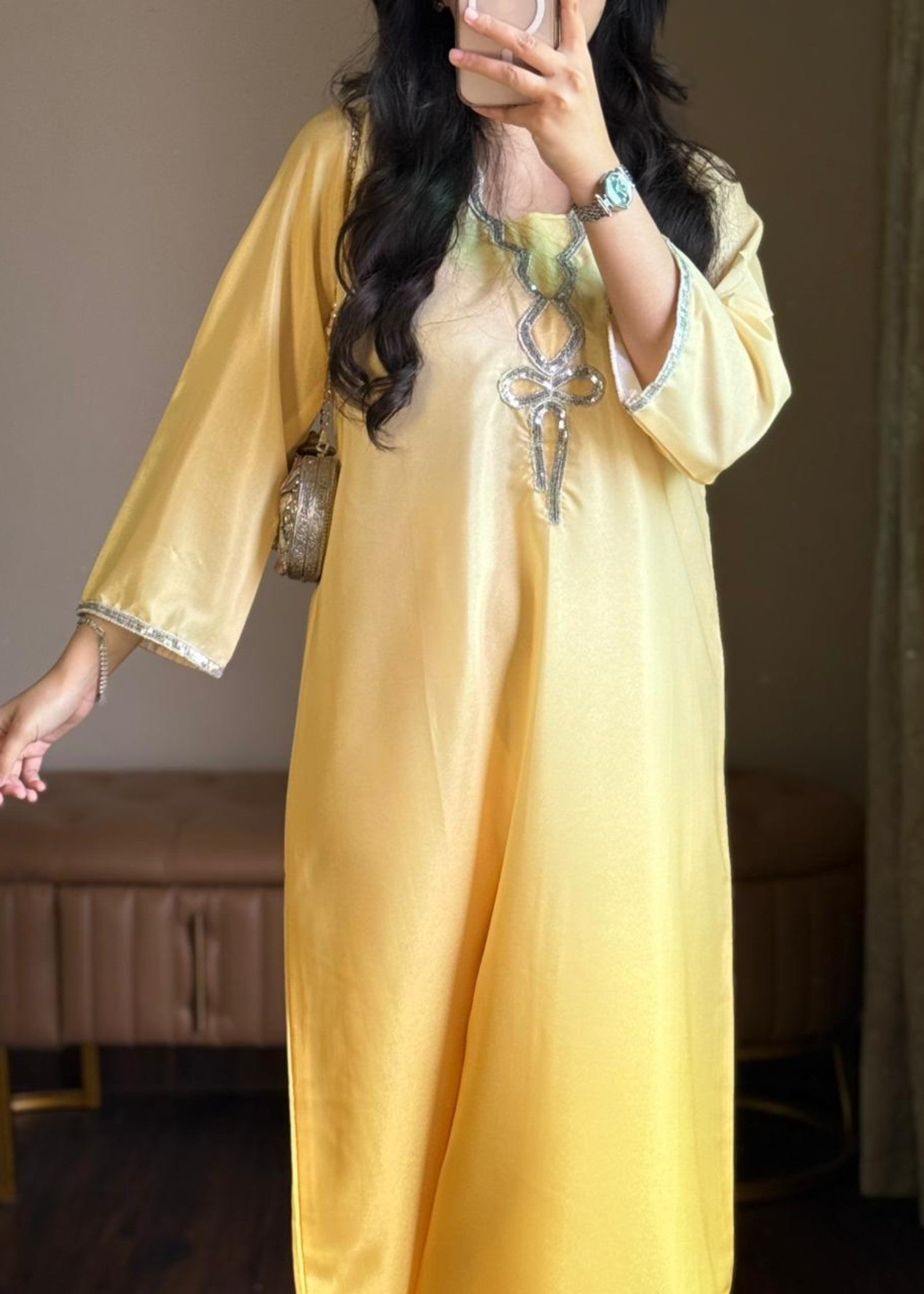 silk grip Kurta Set in Yellow