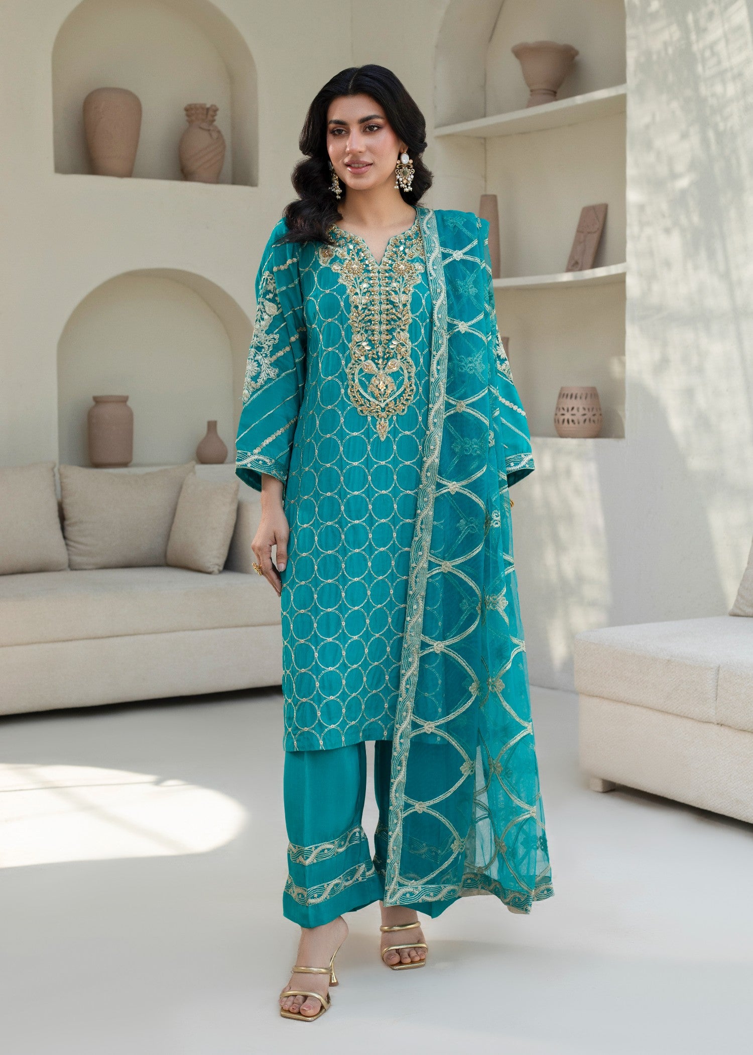 pure silk Kurta Set in Parrot green