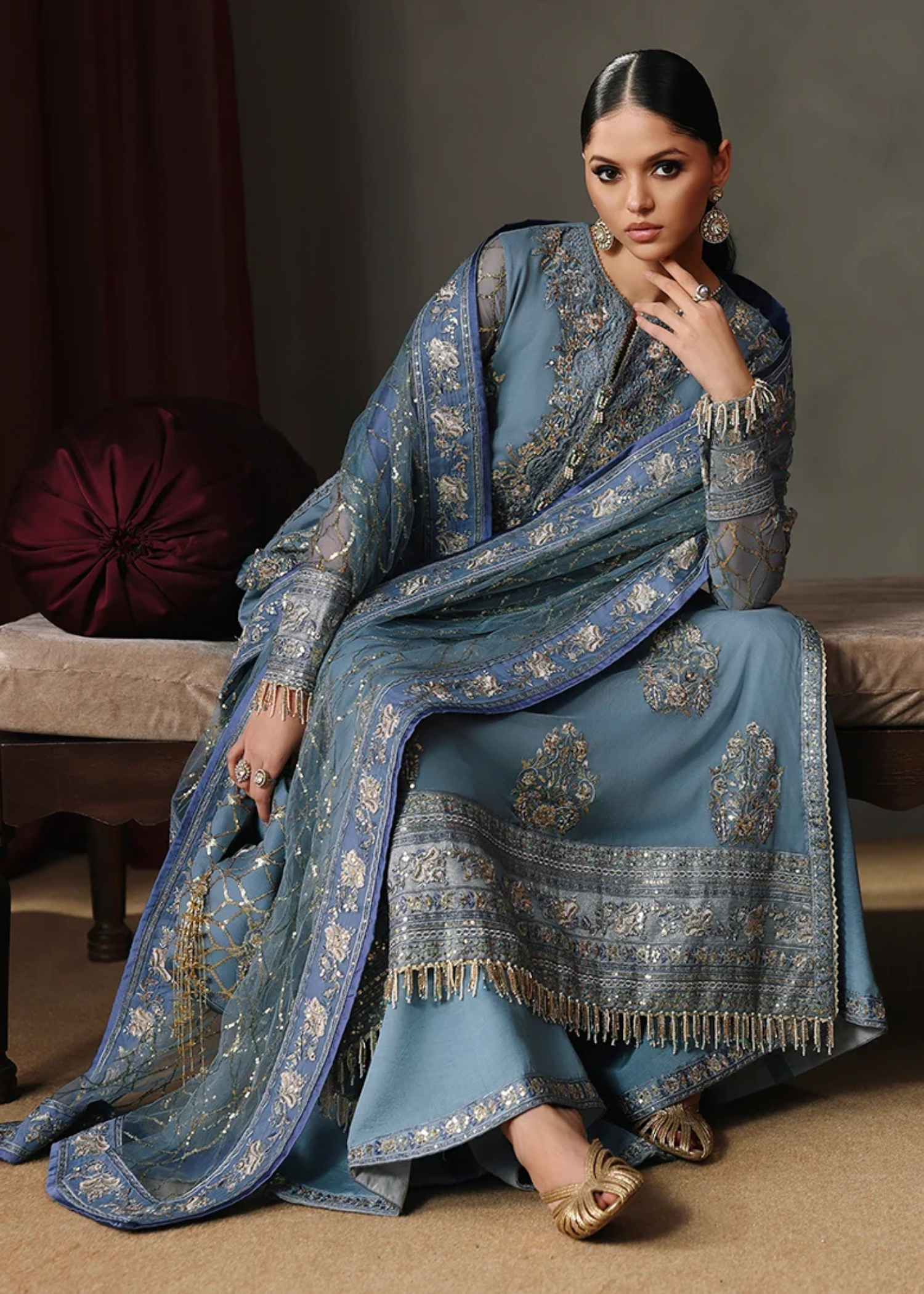 chiffon Unstitched in Cornflower blue