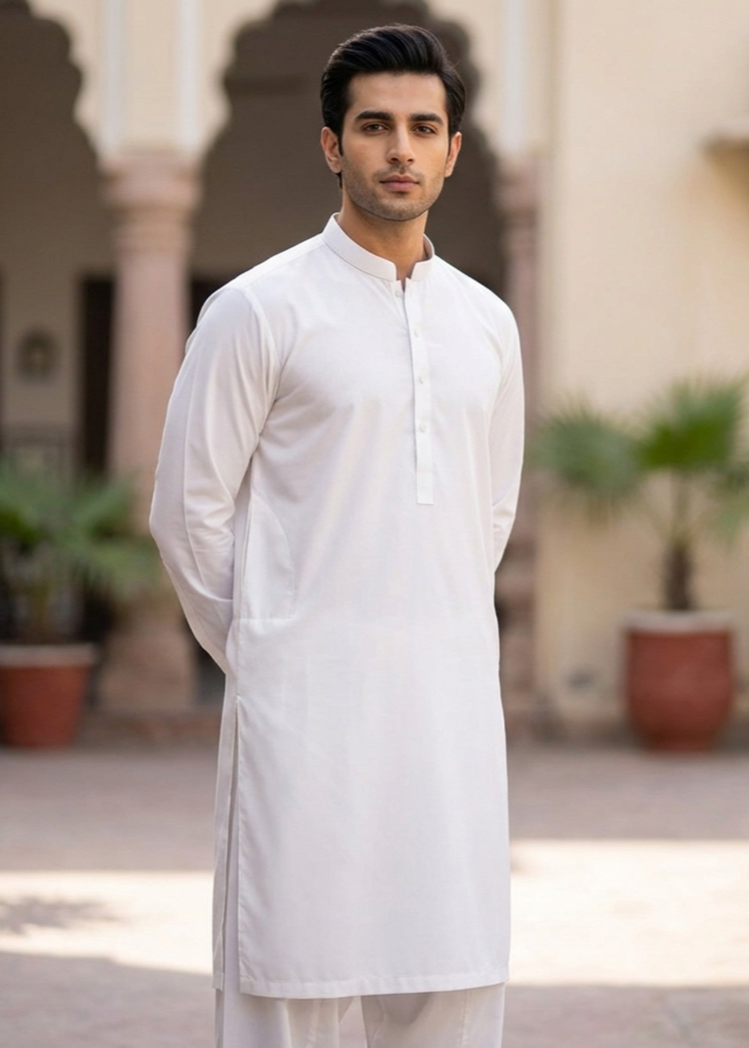blend boski Shalwar Kameez in White, off-white